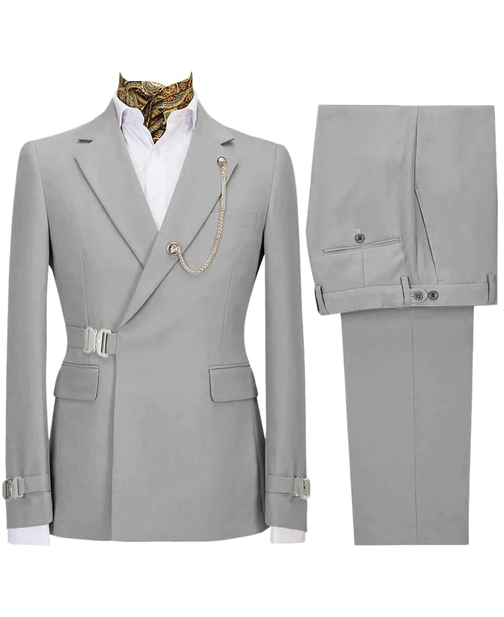 Aesido Aesido 2 Pieces Notch Lapel Business Casual Men's Suit (Blazer + Pants)