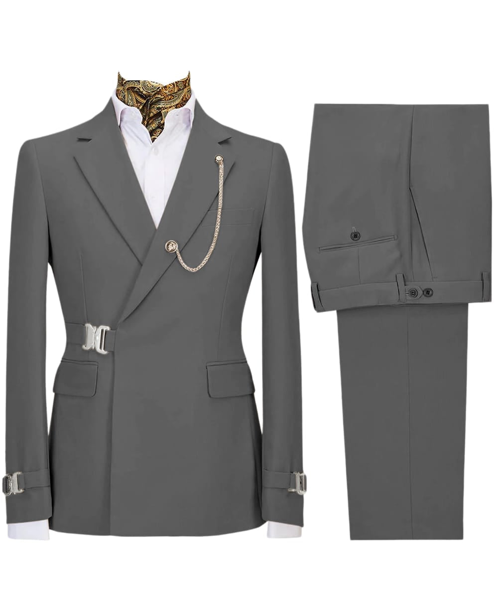 Aesido Aesido 2 Pieces Notch Lapel Business Casual Men's Suit (Blazer + Pants)