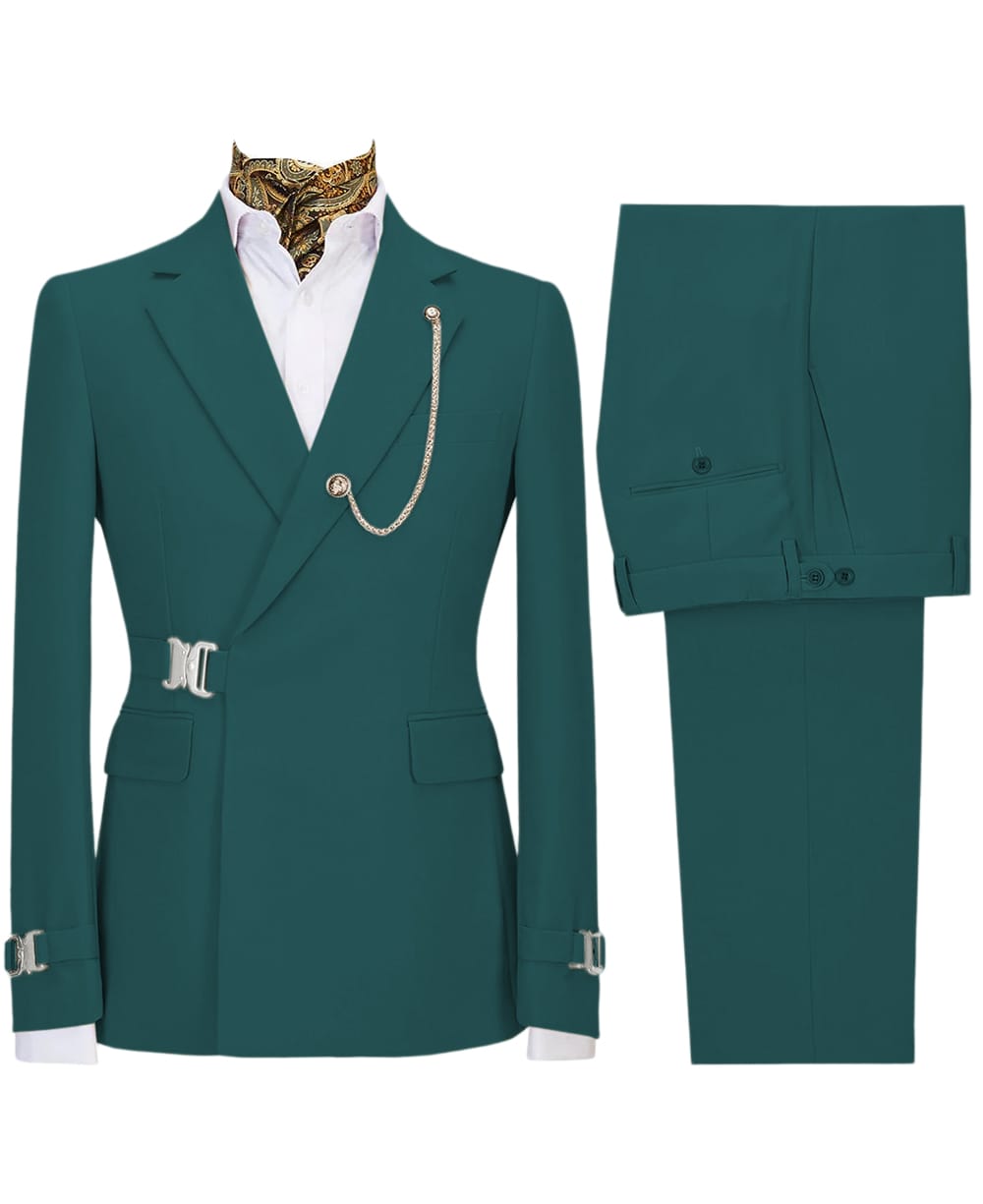 Aesido Aesido 2 Pieces Notch Lapel Business Casual Men's Suit (Blazer + Pants)