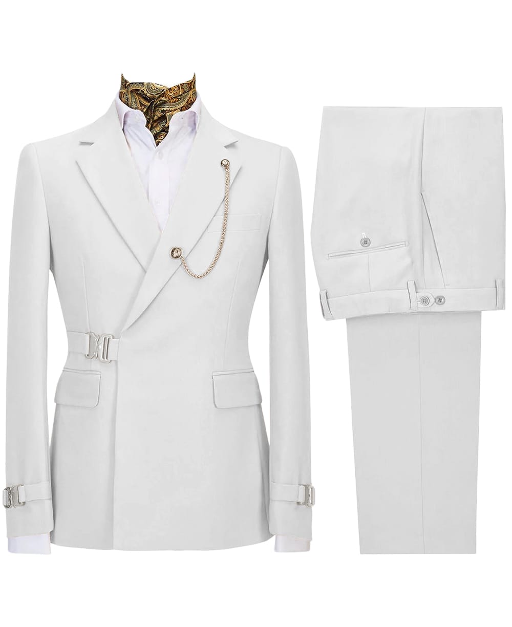 Aesido Aesido 2 Pieces Notch Lapel Business Casual Men's Suit (Blazer + Pants)