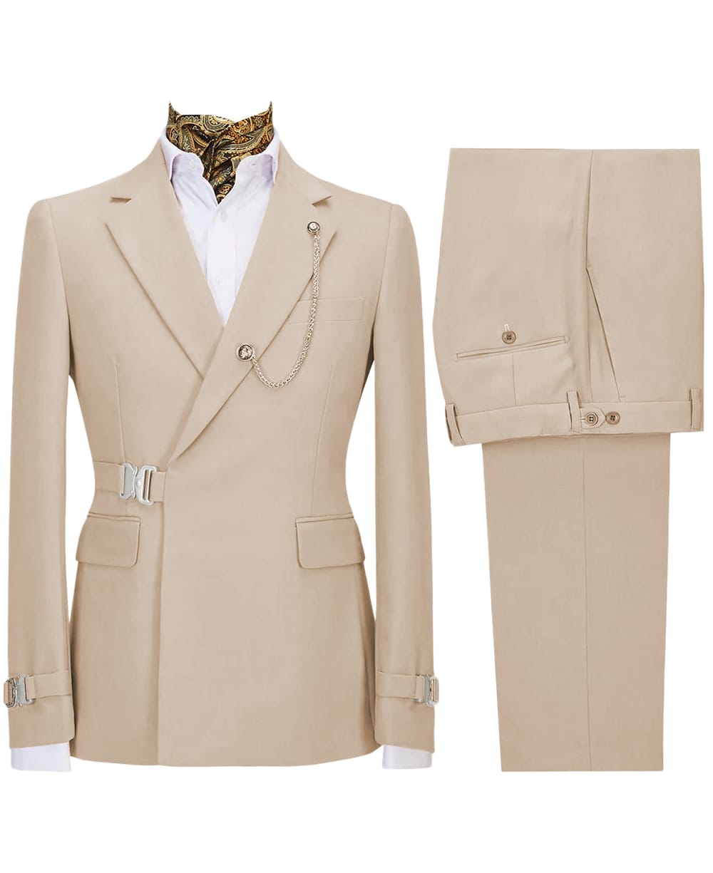 Aesido Aesido 2 Pieces Notch Lapel Business Casual Men's Suit (Blazer + Pants)