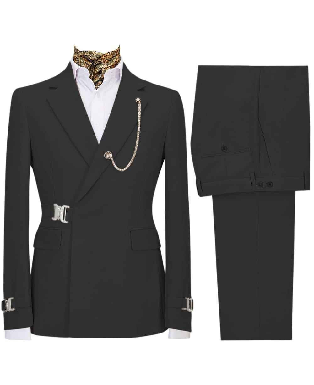 Aesido Aesido 2 Pieces Notch Lapel Business Casual Men's Suit (Blazer + Pants)