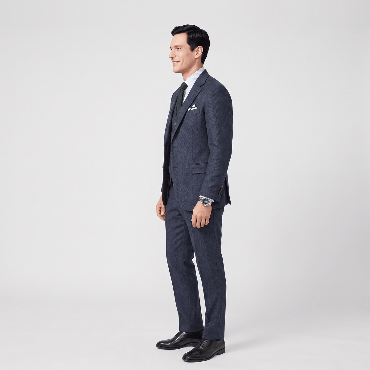 aesido Aesido 3 Pieces Casual Men's Herringbone Notch Lapel Groom Suit For Wedding (Blazer Vest+Pants)