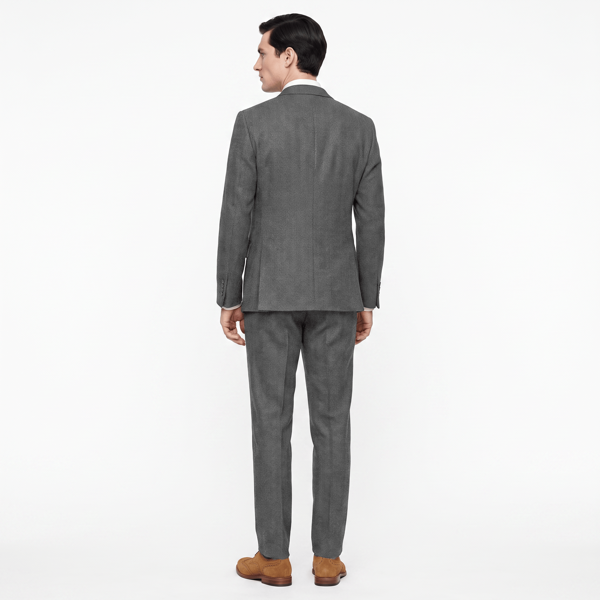 Aesido Aesido 3 Pieces Double Breasted Herringbone Slim Fit Notch Lapel Men's Suit（Blazer+Vest+Pants）