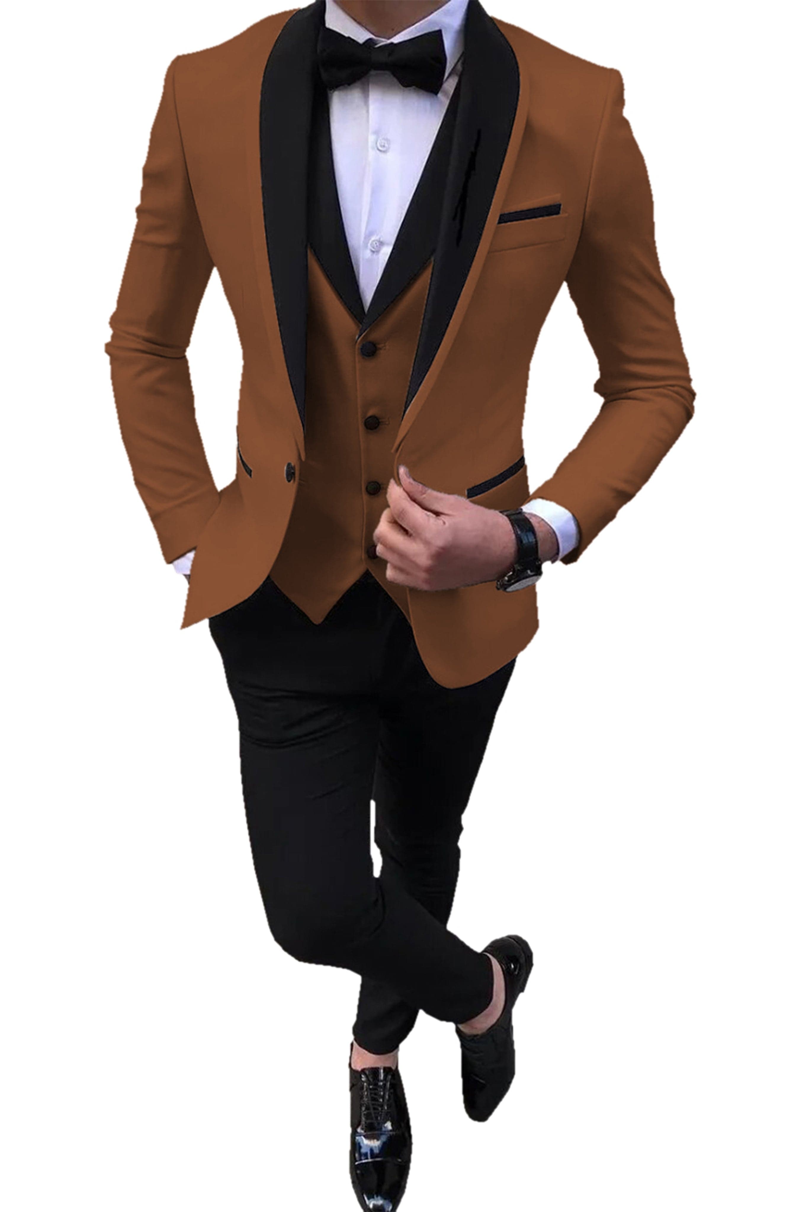 Aesido Aesido 3 Pieces Slim Fit Single Buttons Men's Suit（Blazer+Vest+Pants）