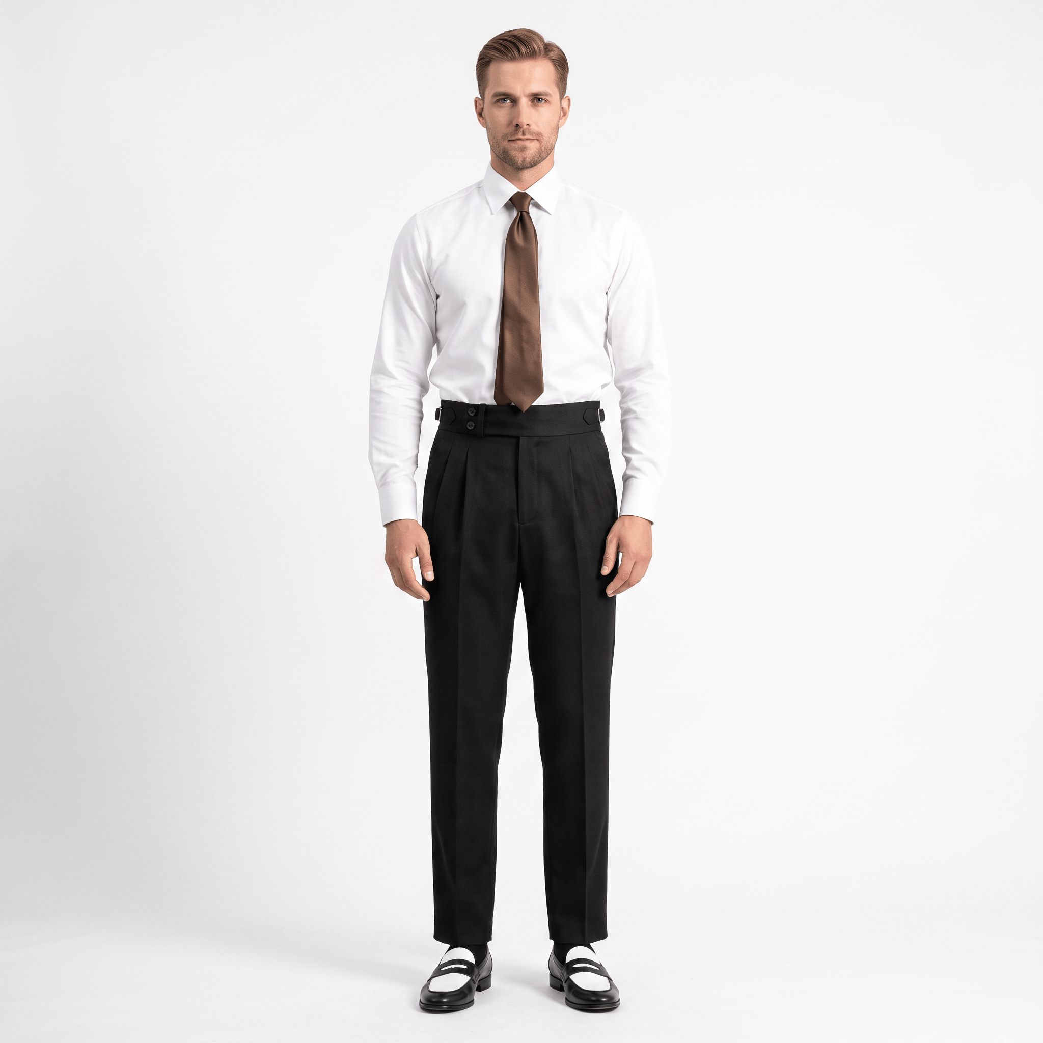 aesido Aesido Black High Waist Casual Business Slim Fit Men's Trousers