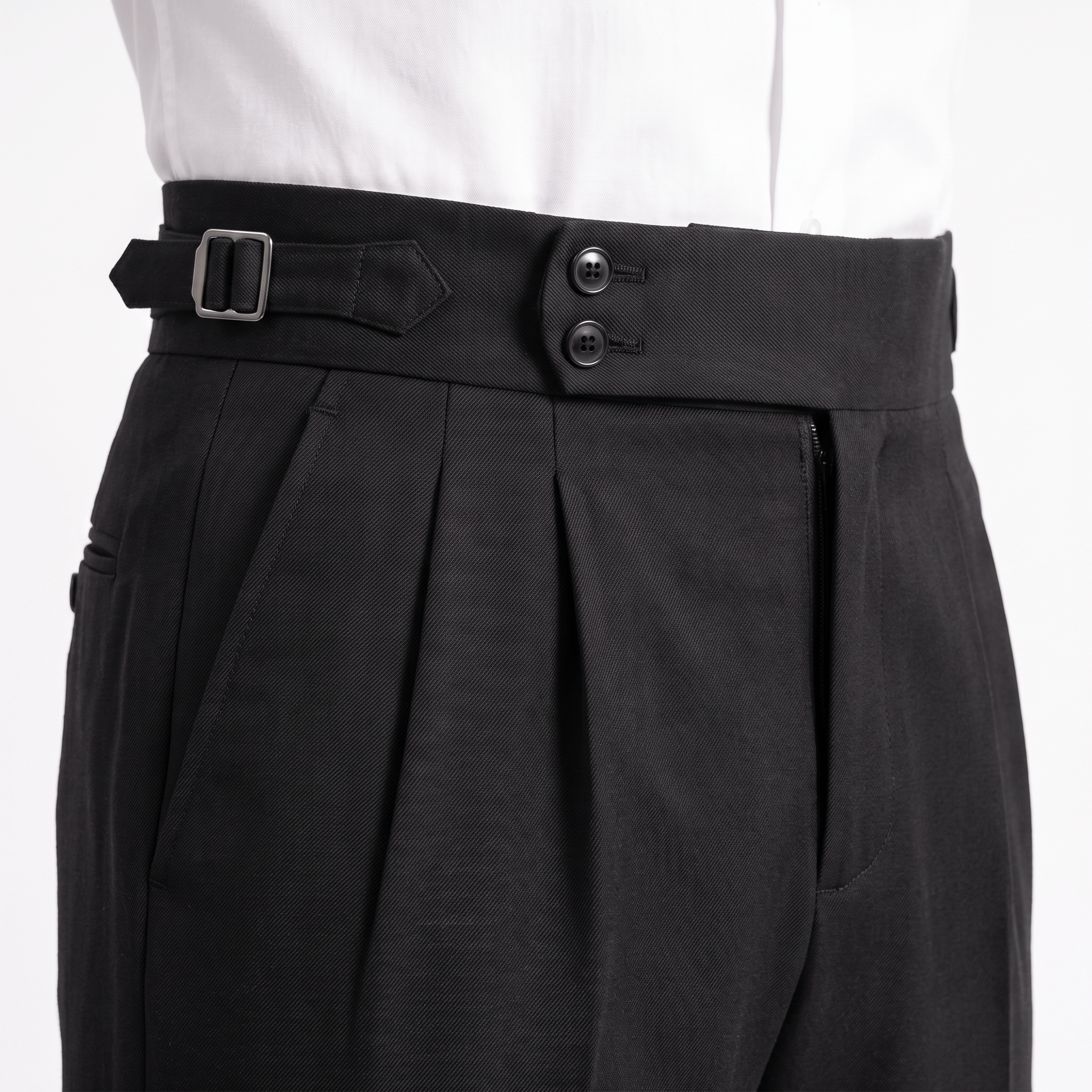 aesido Aesido Black High Waist Casual Business Slim Fit Men's Trousers