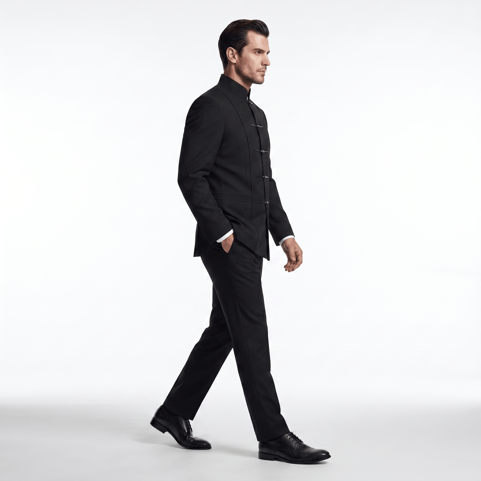 aesido Aesido Black Mandarin Jacket – Men’s Wedding & Formal