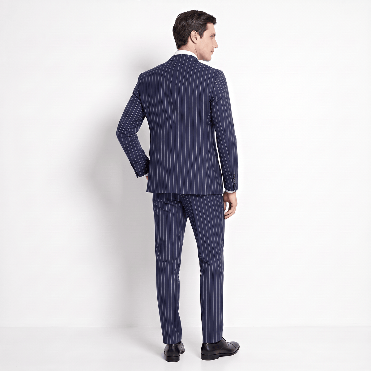aesido Aesido Business 2 Pieces Men's Suit Navy Striped Double-Breasted Peak Lapel Tuxedos (Blazer+Pants)