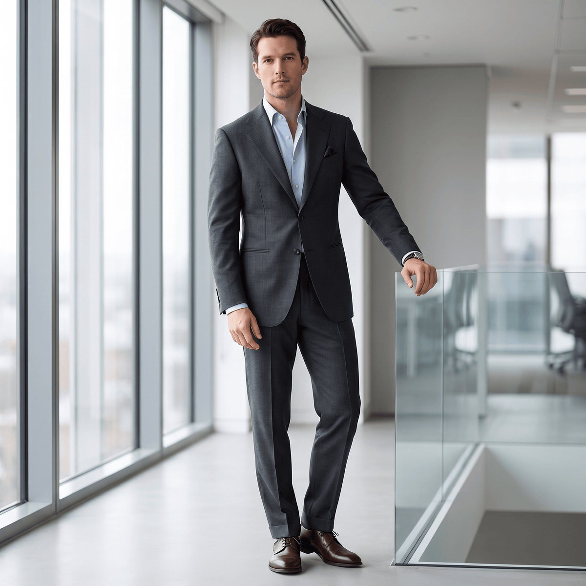 aesido Aesido Business Men's 2 Pieces Notch Lapel Business Casual Men's Suit  (Blazer+Pants)