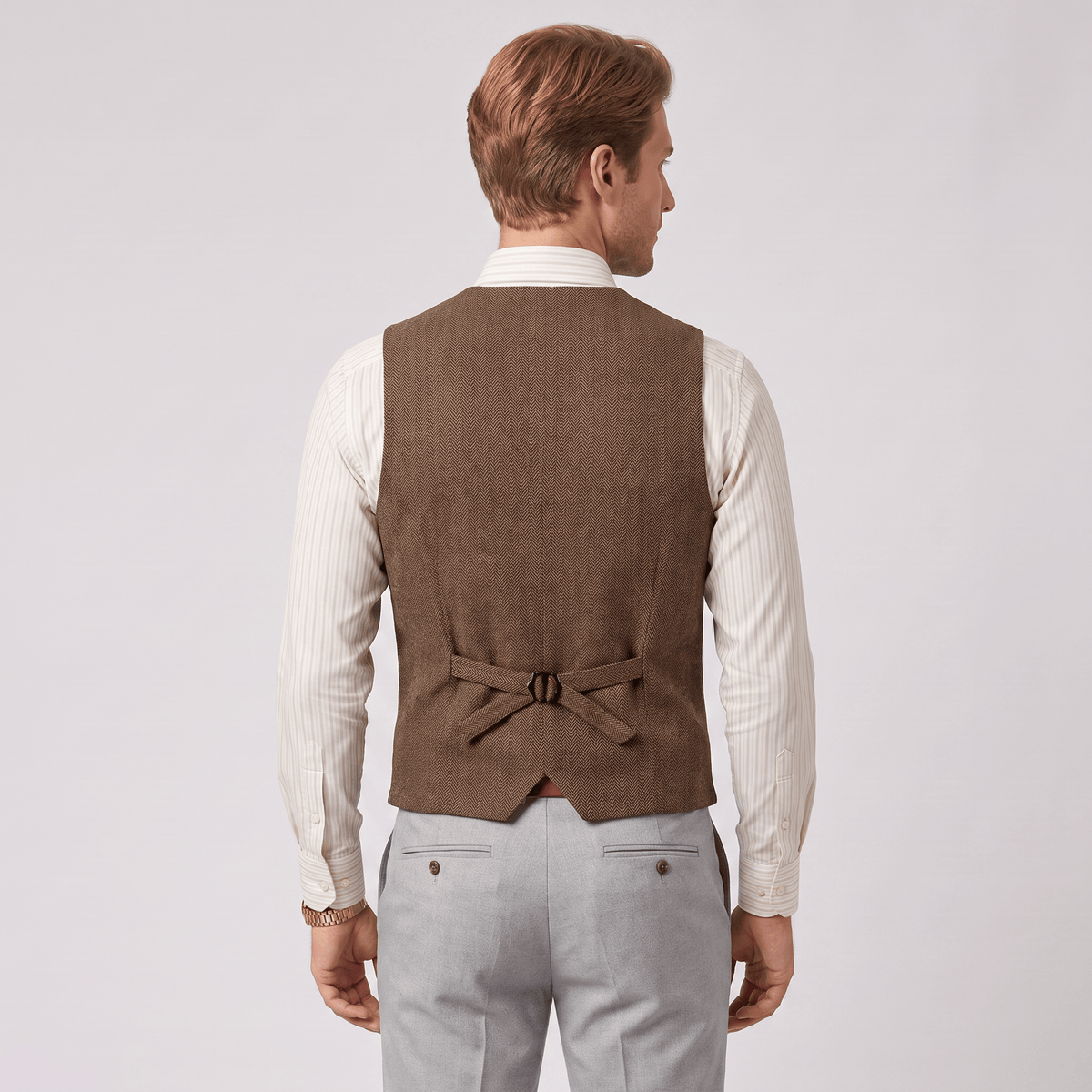 aesido Aesido Casual Single Breasted V Neck Herringbone Men's Vest