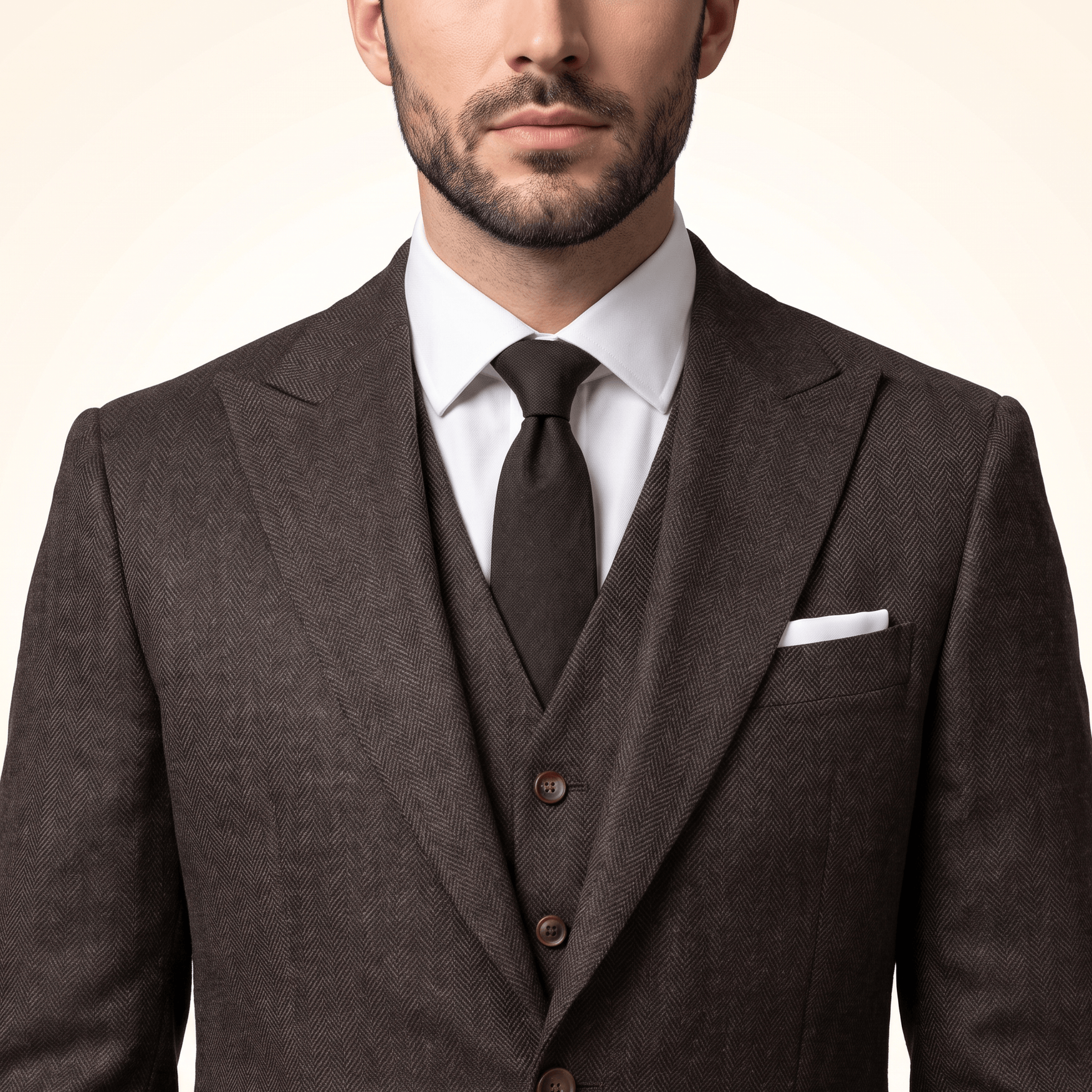 Aesido Aesido Classic 3 Pieces Men's Suit Herringbone Peak Lapel Suit(Blazer+vest+Pants)