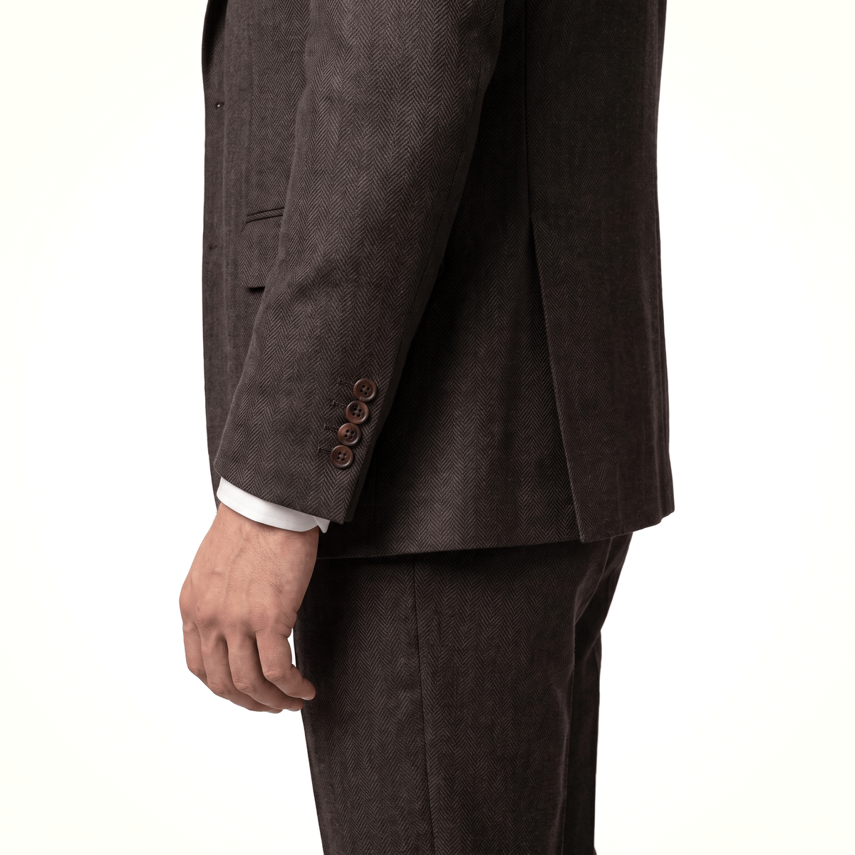 Aesido Aesido Classic 3 Pieces Men's Suit Herringbone Peak Lapel Suit(Blazer+vest+Pants)