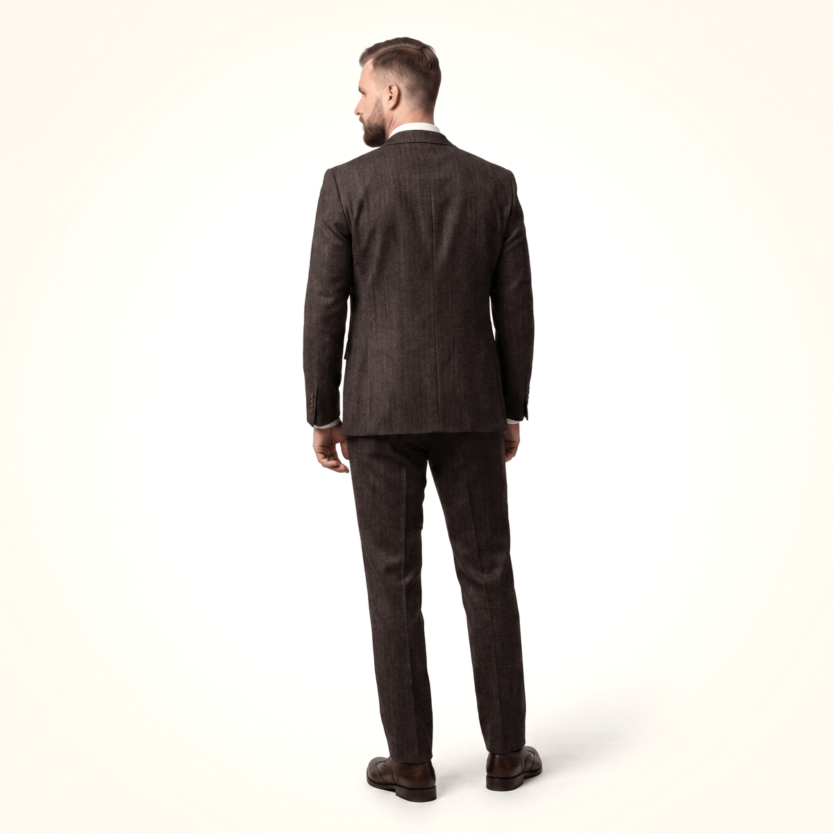 Aesido Aesido Classic 3 Pieces Men's Suit Herringbone Peak Lapel Suit(Blazer+vest+Pants)
