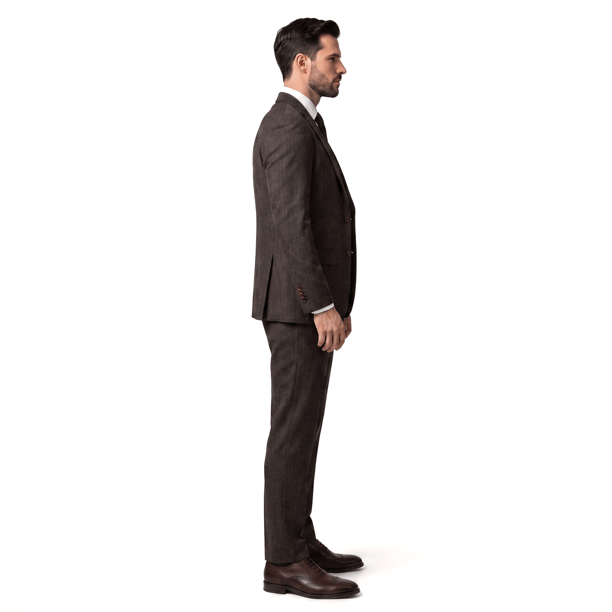 Aesido Aesido Classic 3 Pieces Men's Suit Herringbone Peak Lapel Suit(Blazer+vest+Pants)