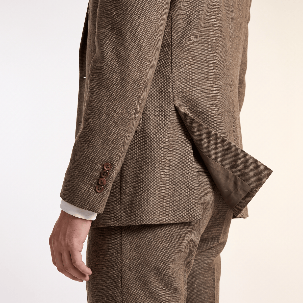 Aesido Aesido Double Buttons Casual Men's Suit 3 Pieces Classic Tweed Notch Lapel Tuxedos (Blazer+vest+Pants)