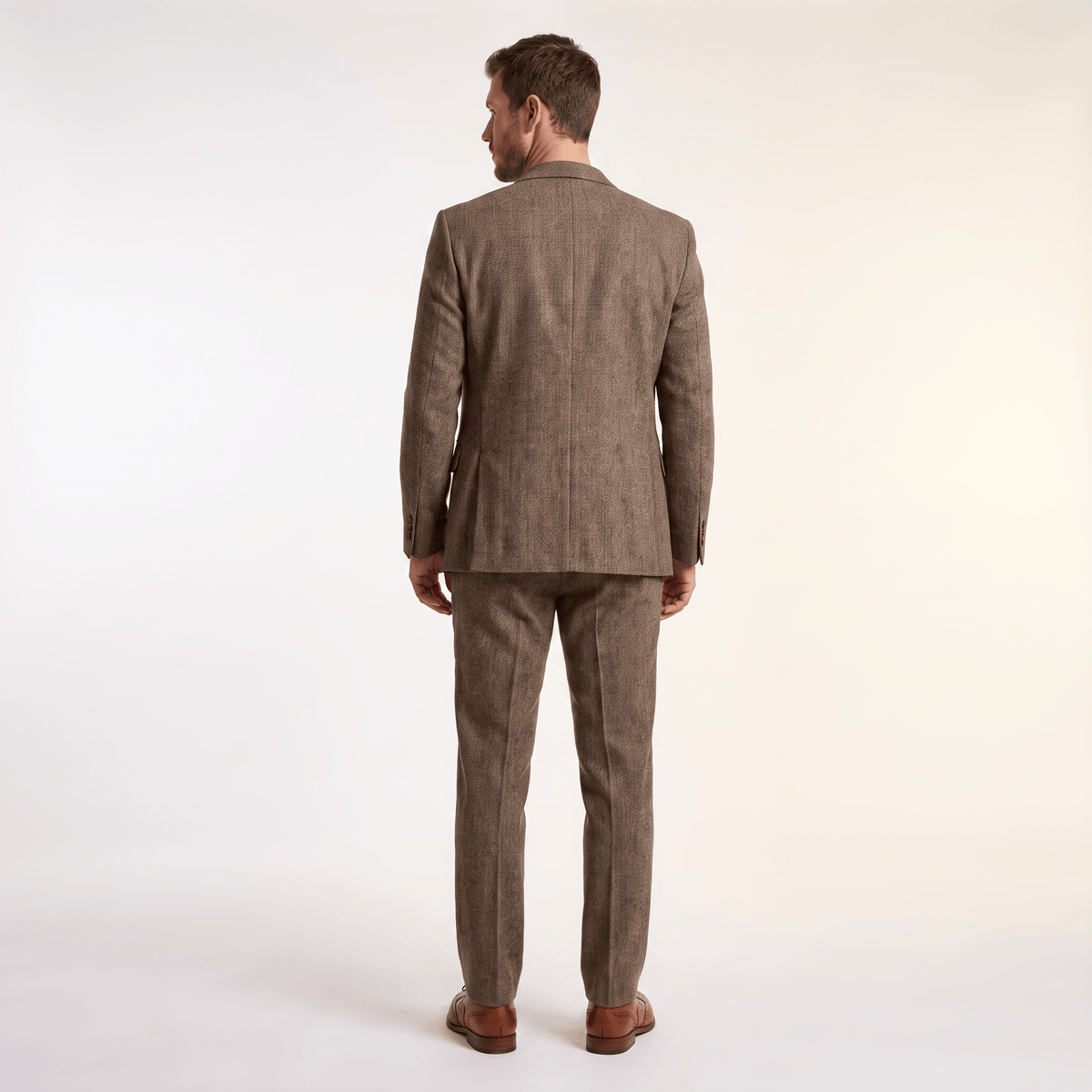 Aesido Aesido Double Buttons Casual Men's Suit 3 Pieces Classic Tweed Notch Lapel Tuxedos (Blazer+vest+Pants)