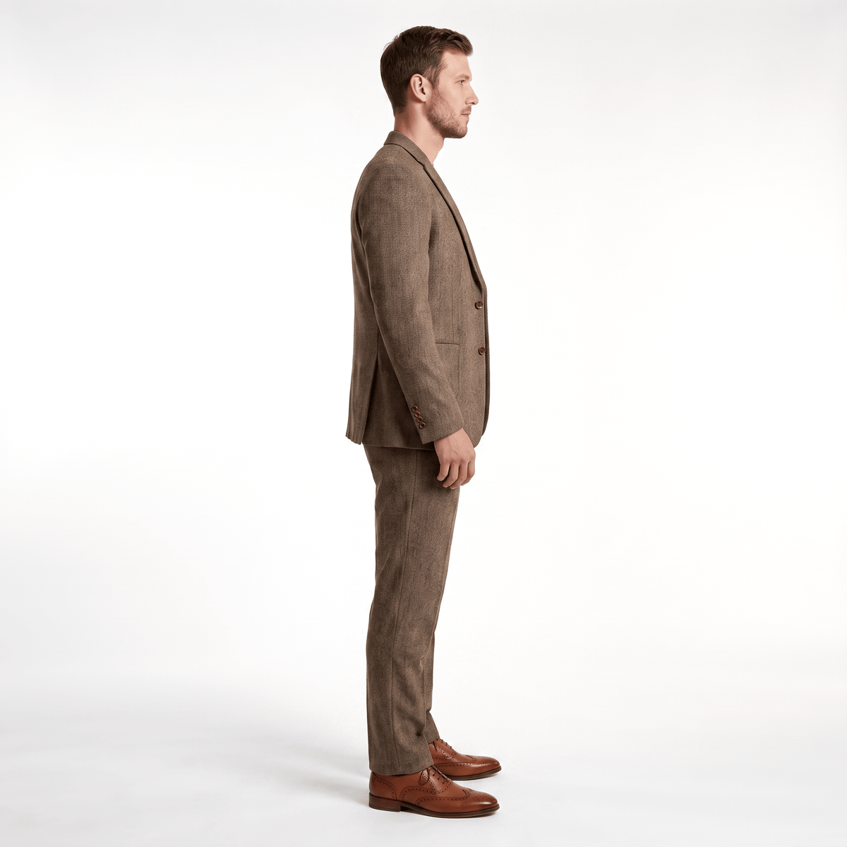 Aesido Aesido Double Buttons Casual Men's Suit 3 Pieces Classic Tweed Notch Lapel Tuxedos (Blazer+vest+Pants)