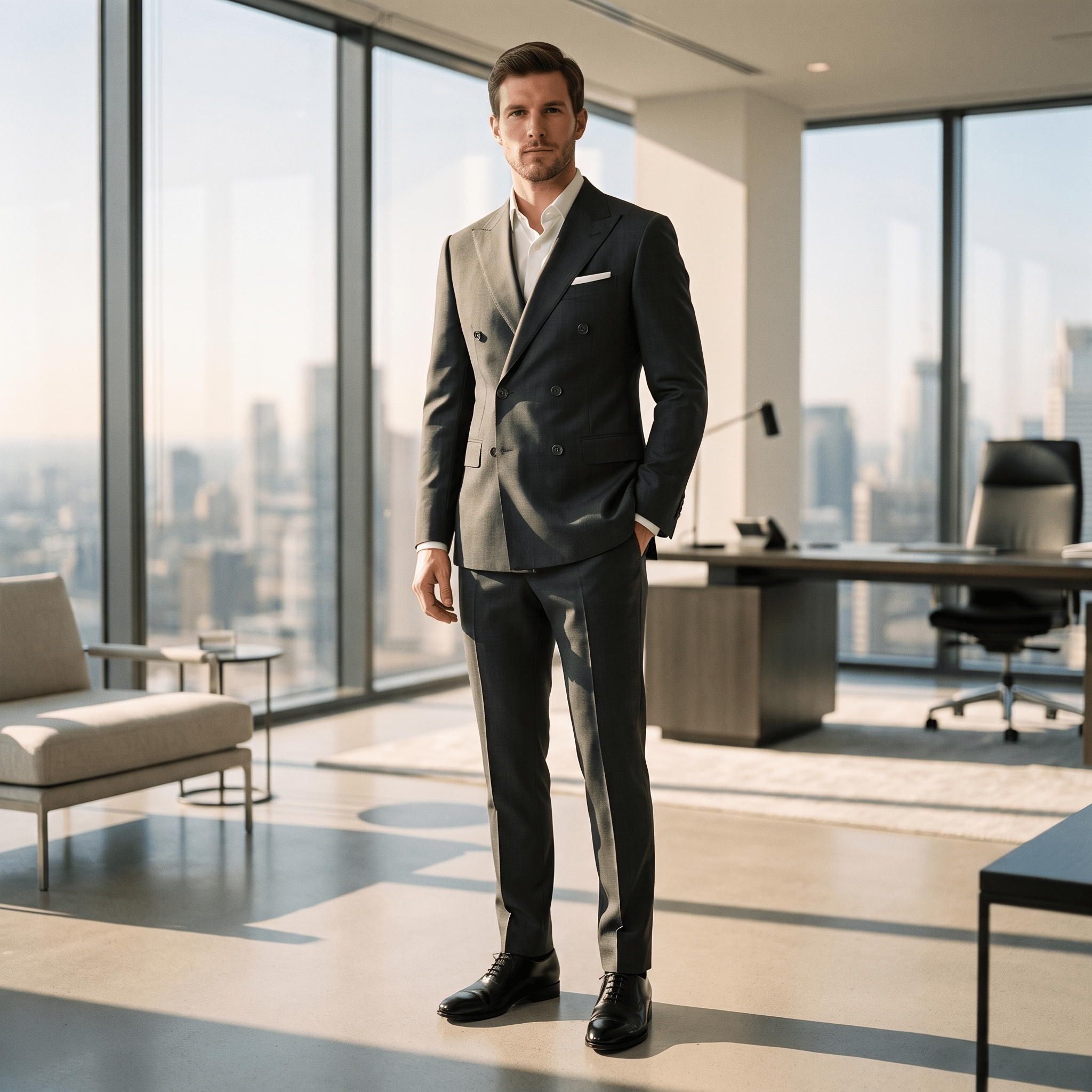 aesido Aesido Formal 2 Pieces Men’s Suit Slim Fit Flat Peak Lapel Tuxedos (Blazer+Pants)