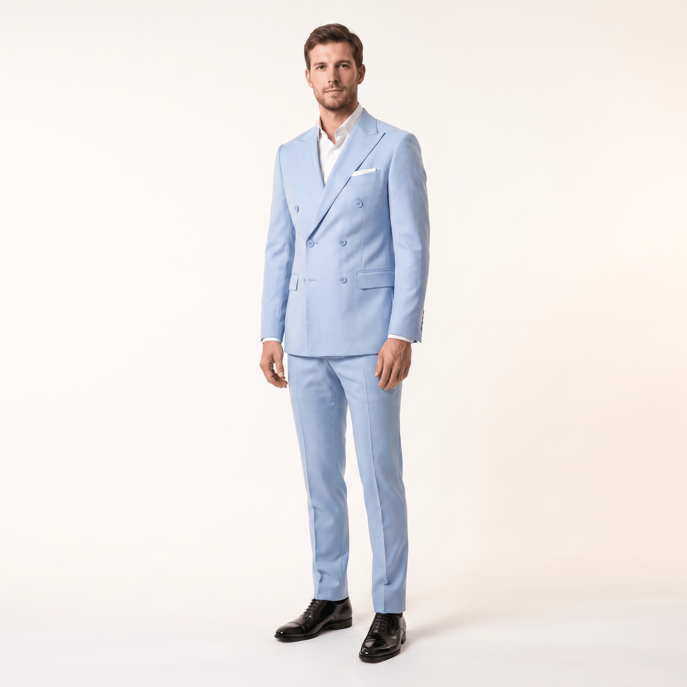 aesido Aesido Formal 2 Pieces Men’s Suit Slim Fit Flat Peak Lapel Tuxedos (Blazer+Pants)
