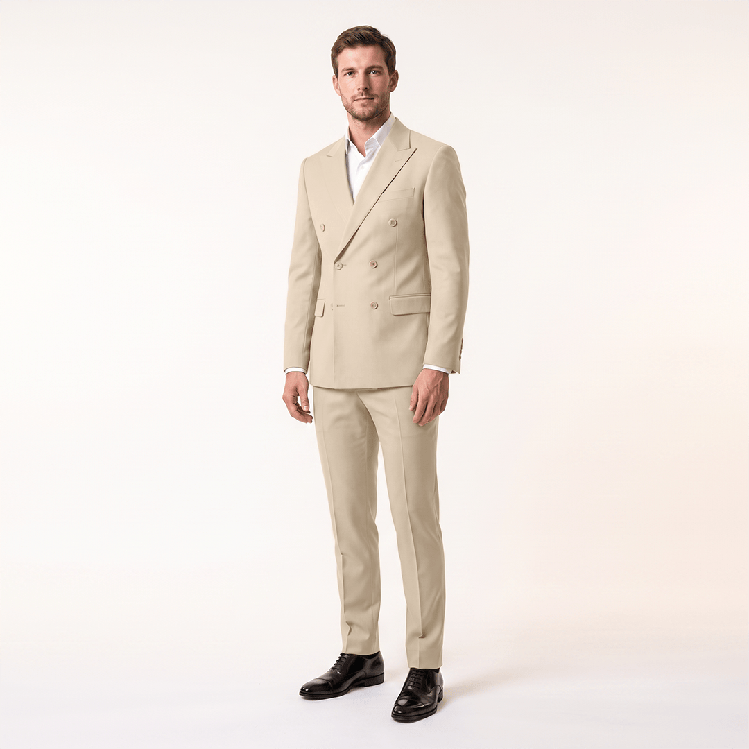 aesido Aesido Formal 2 Pieces Men’s Suit Slim Fit Flat Peak Lapel Tuxedos (Blazer+Pants)