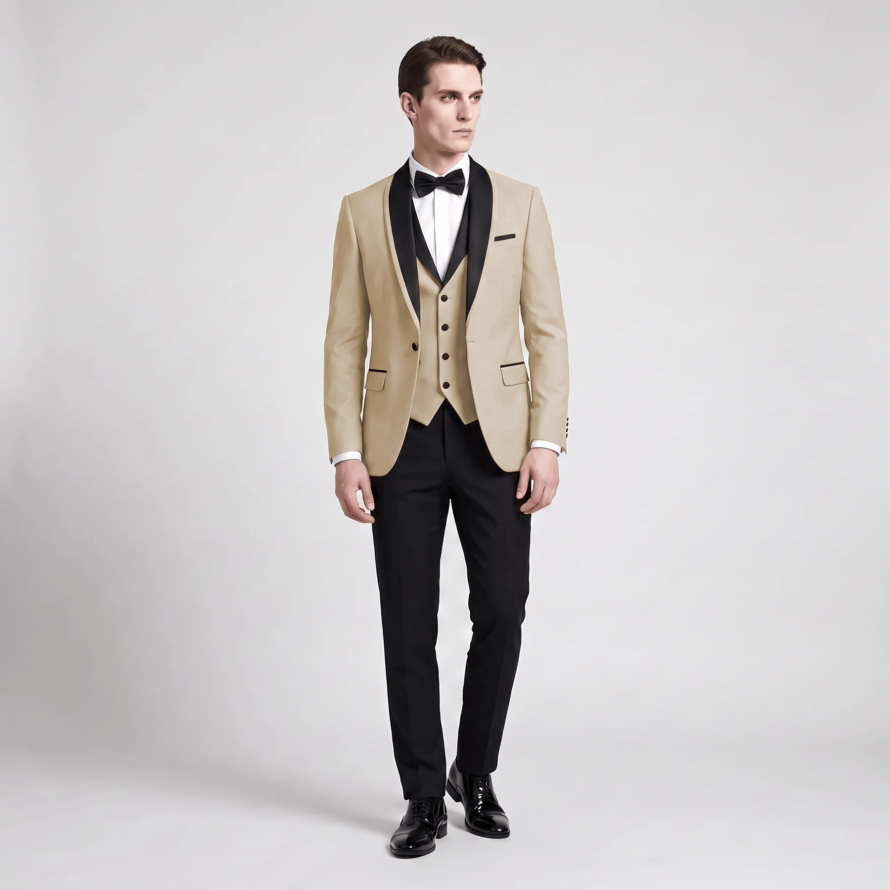 Aesido Aesido Formal 3 Pieces Mens Suit Flat Shawl Lapel Tuxedos (Blazer+vest+Pants)
