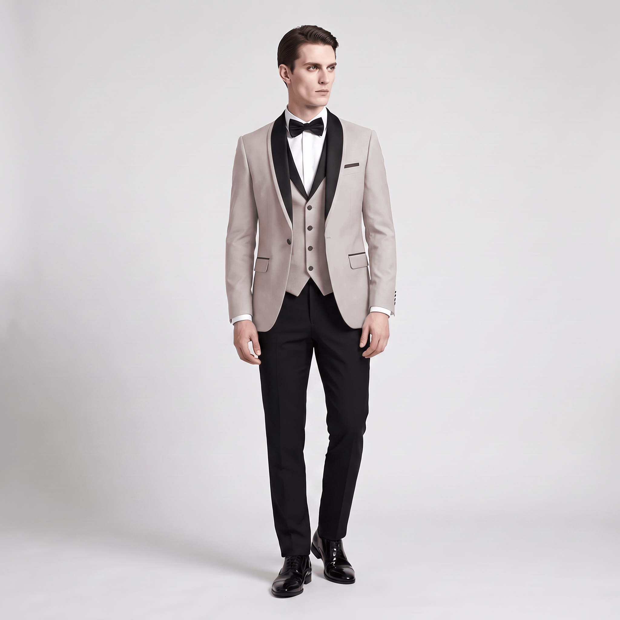 Aesido Aesido Formal 3 Pieces Mens Suit Flat Shawl Lapel Tuxedos (Blazer+vest+Pants)