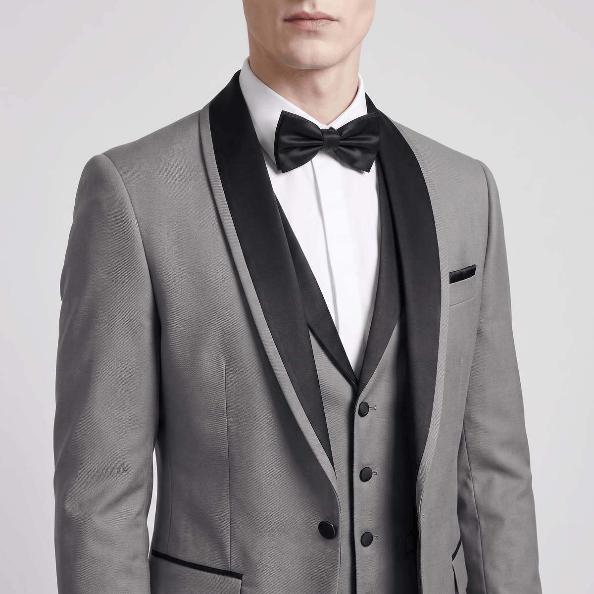 Aesido Aesido Formal 3 Pieces Mens Suit Flat Shawl Lapel Tuxedos (Blazer+vest+Pants)