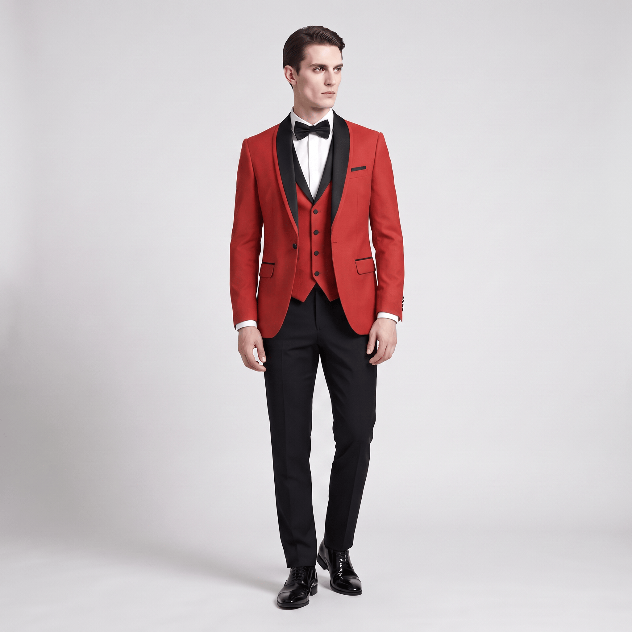 Aesido Aesido Formal 3 Pieces Mens Suit Flat Shawl Lapel Tuxedos (Blazer+vest+Pants)