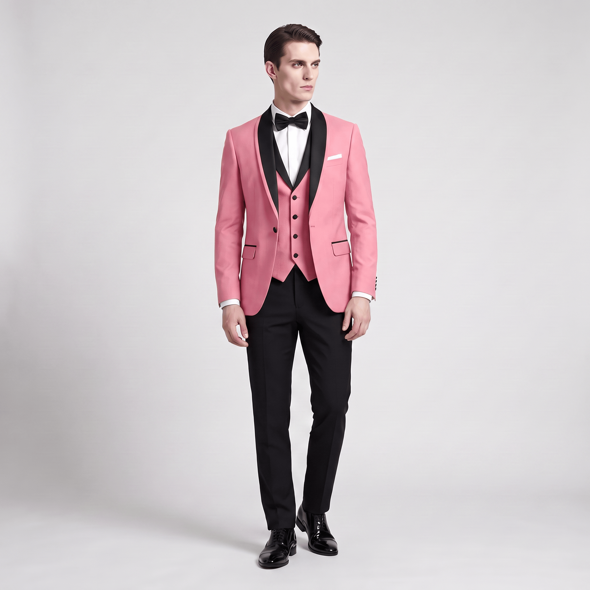 Aesido Aesido Formal 3 Pieces Mens Suit Flat Shawl Lapel Tuxedos (Blazer+vest+Pants)