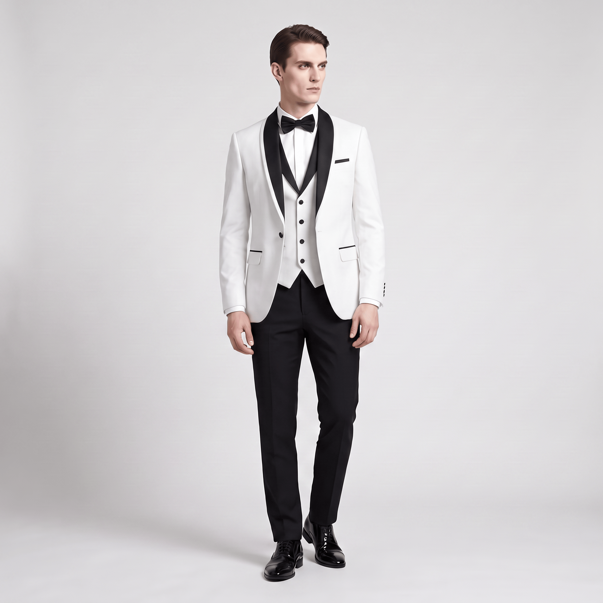 Aesido Aesido Formal 3 Pieces Mens Suit Flat Shawl Lapel Tuxedos (Blazer+vest+Pants)