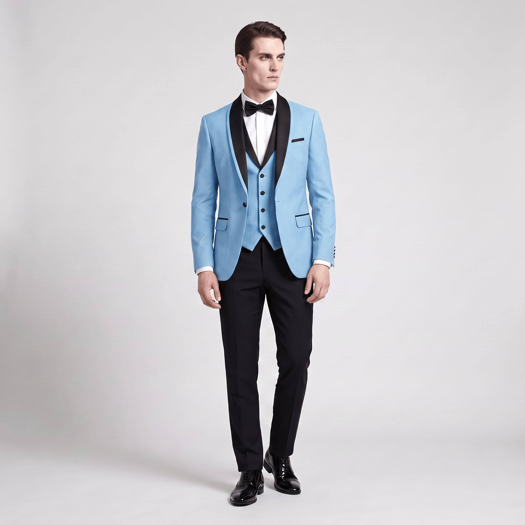 Aesido Aesido Formal 3 Pieces Mens Suit Flat Shawl Lapel Tuxedos (Blazer+vest+Pants)