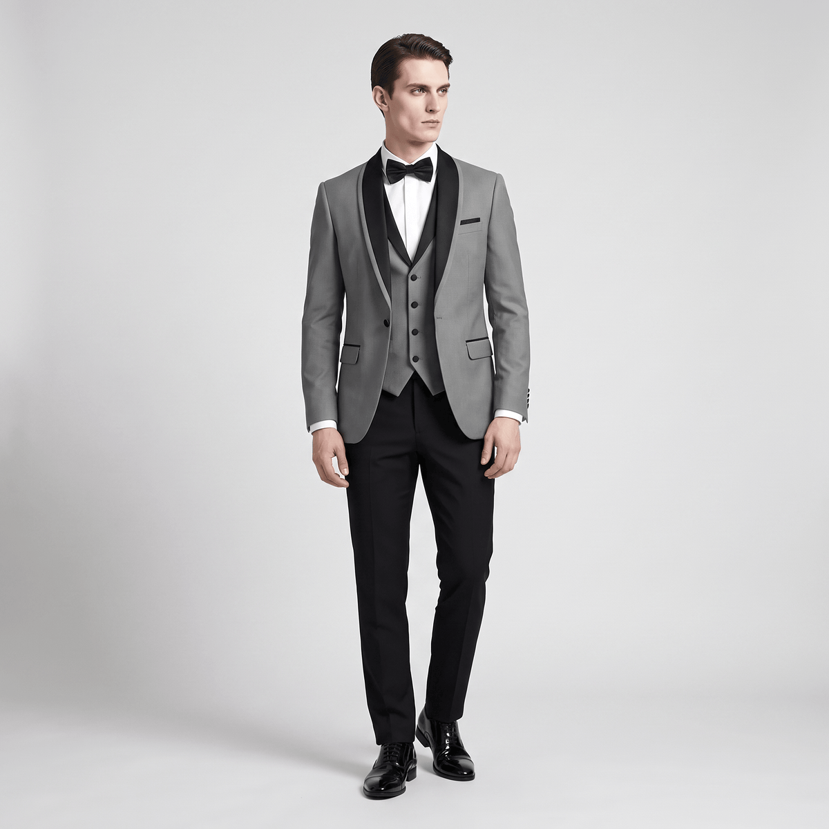 Aesido Aesido Formal 3 Pieces Mens Suit Flat Shawl Lapel Tuxedos (Blazer+vest+Pants)