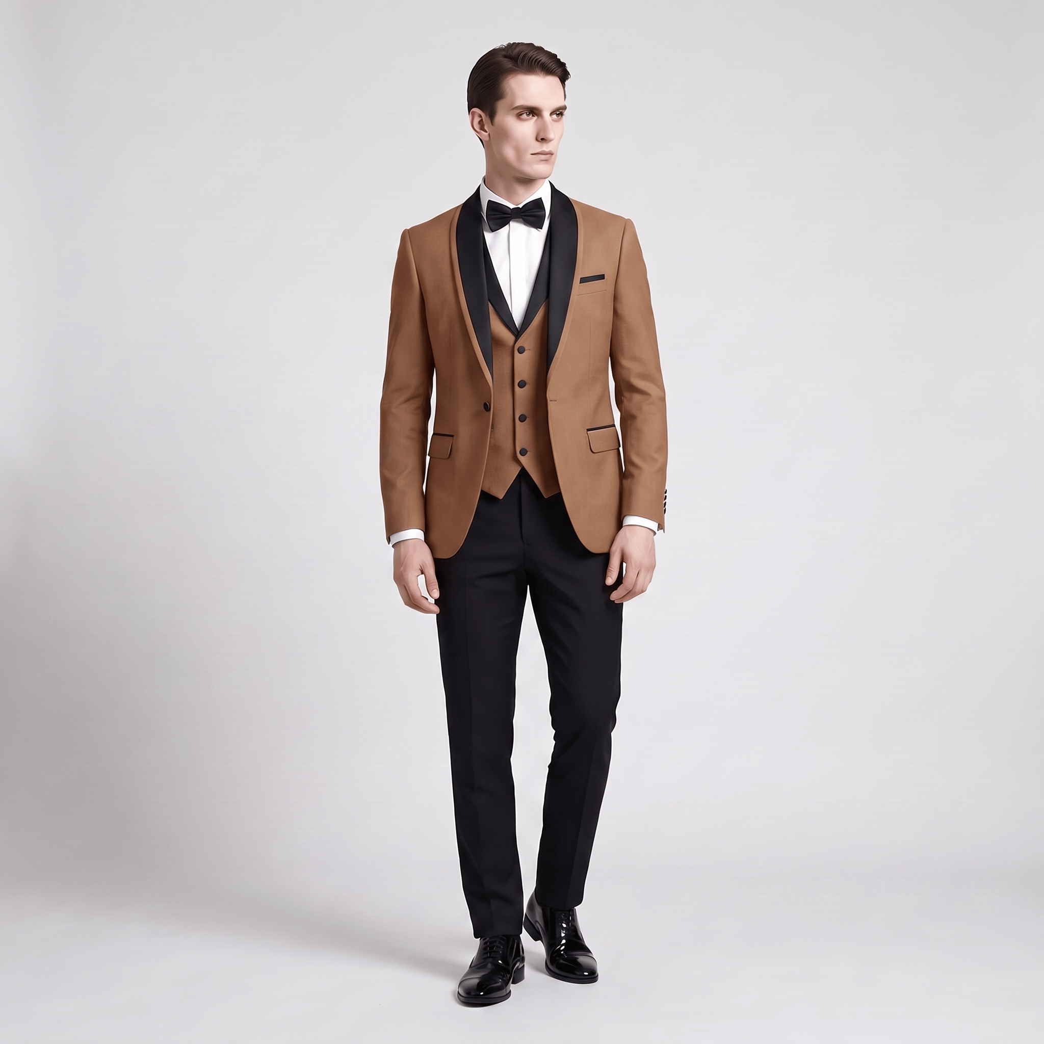 Aesido Aesido Formal 3 Pieces Mens Suit Flat Shawl Lapel Tuxedos (Blazer+vest+Pants)