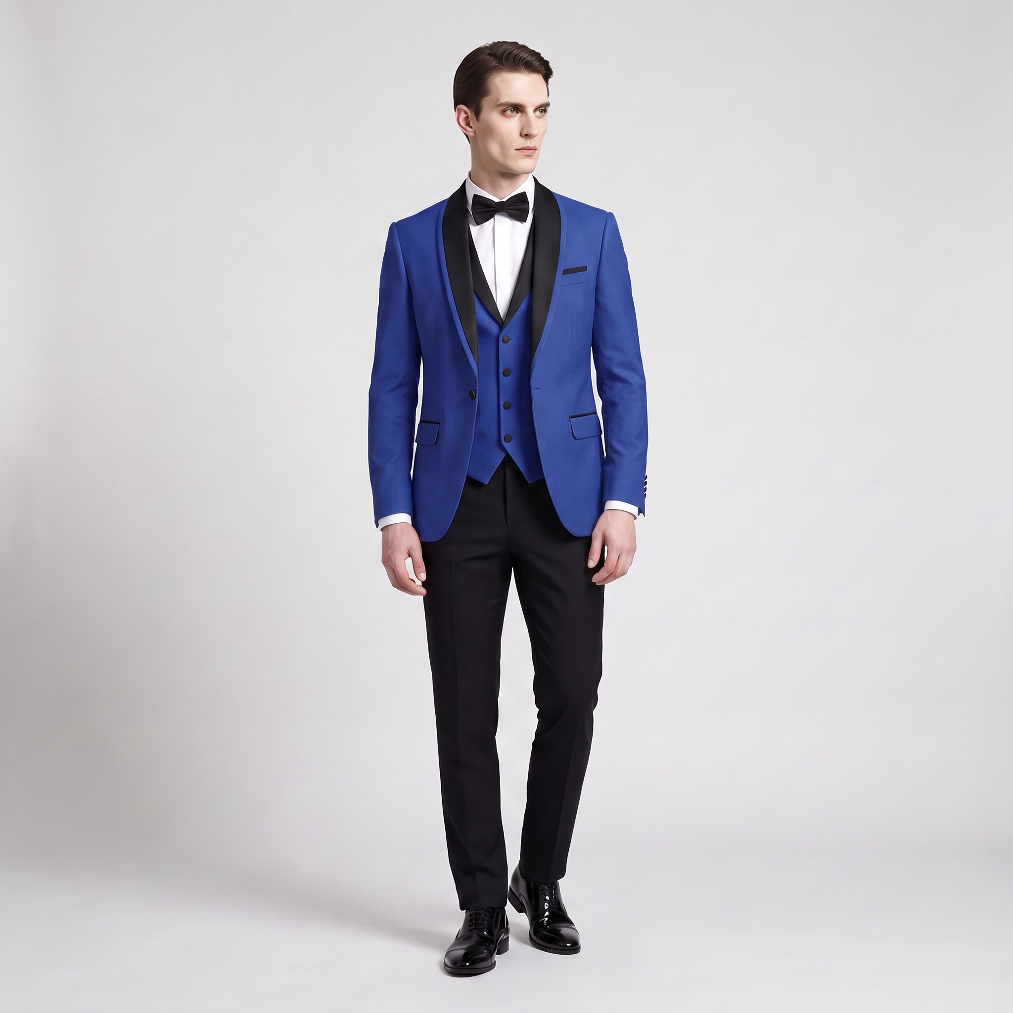 Aesido Aesido Formal 3 Pieces Mens Suit Flat Shawl Lapel Tuxedos (Blazer+vest+Pants)