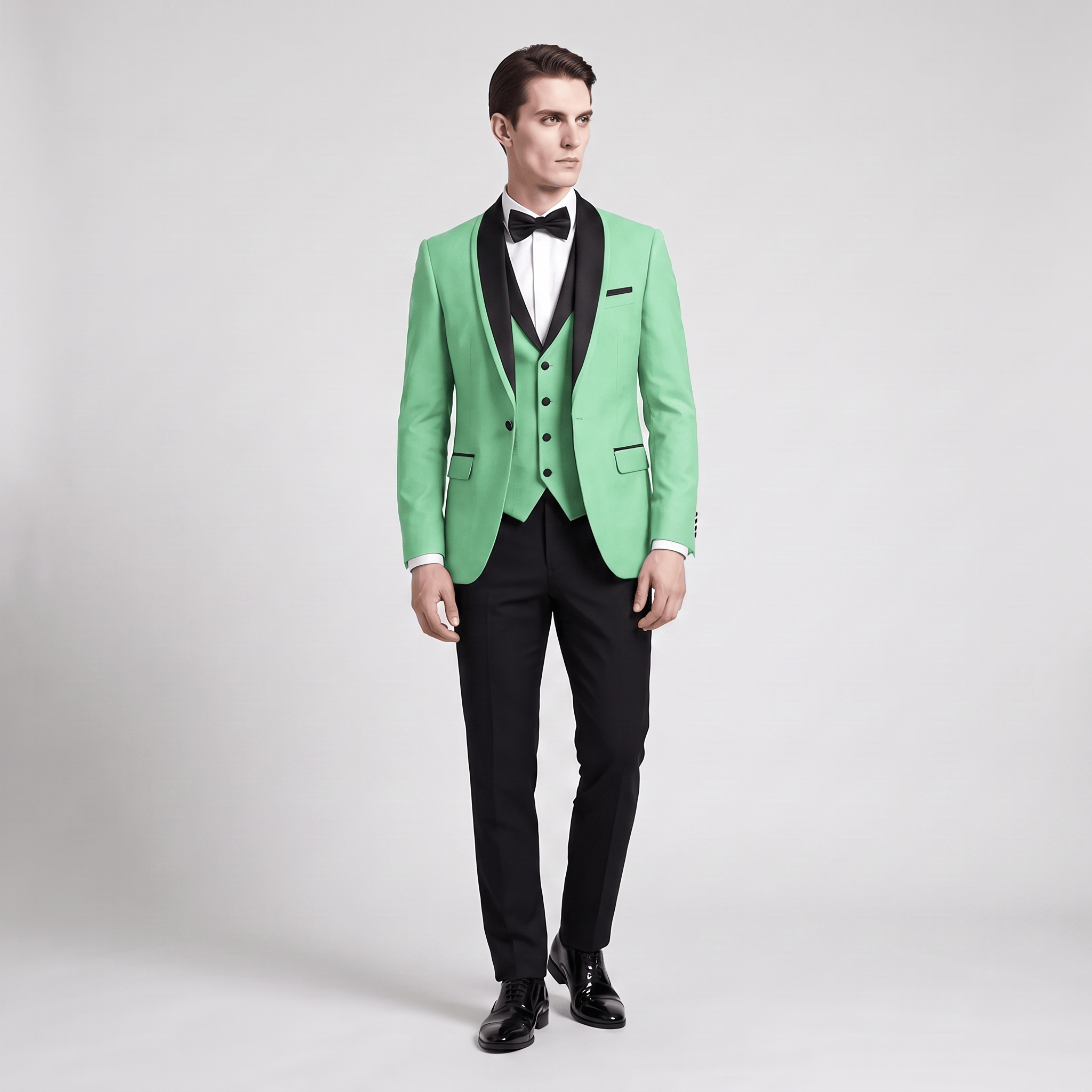 Aesido Aesido Formal 3 Pieces Mens Suit Flat Shawl Lapel Tuxedos (Blazer+vest+Pants)