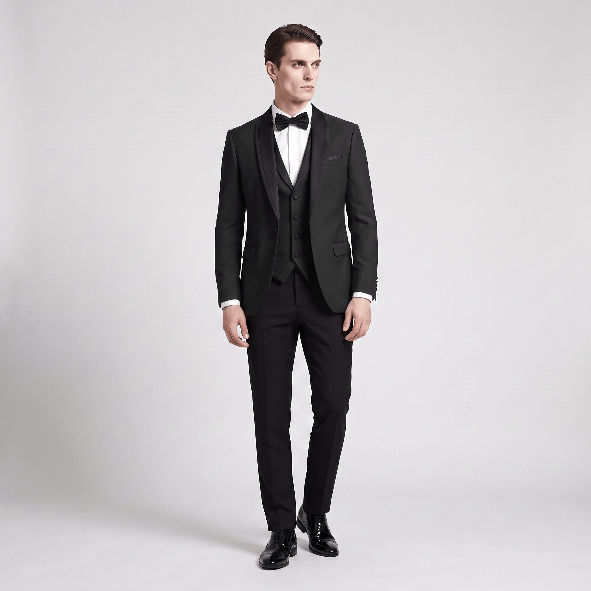 Aesido Aesido Formal 3 Pieces Mens Suit Flat Shawl Lapel Tuxedos (Blazer+vest+Pants)