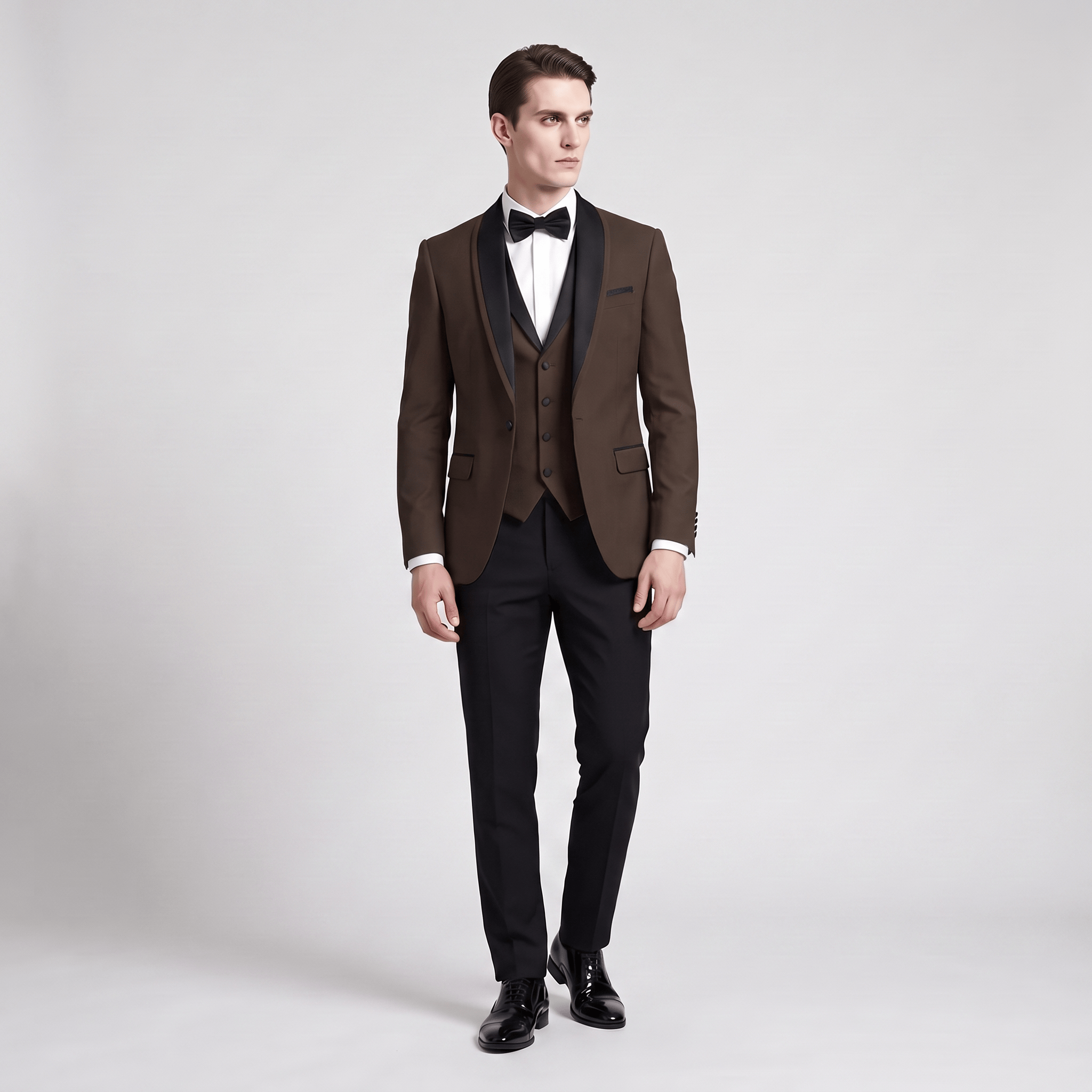 Aesido Aesido Formal 3 Pieces Mens Suit Flat Shawl Lapel Tuxedos (Blazer+vest+Pants)