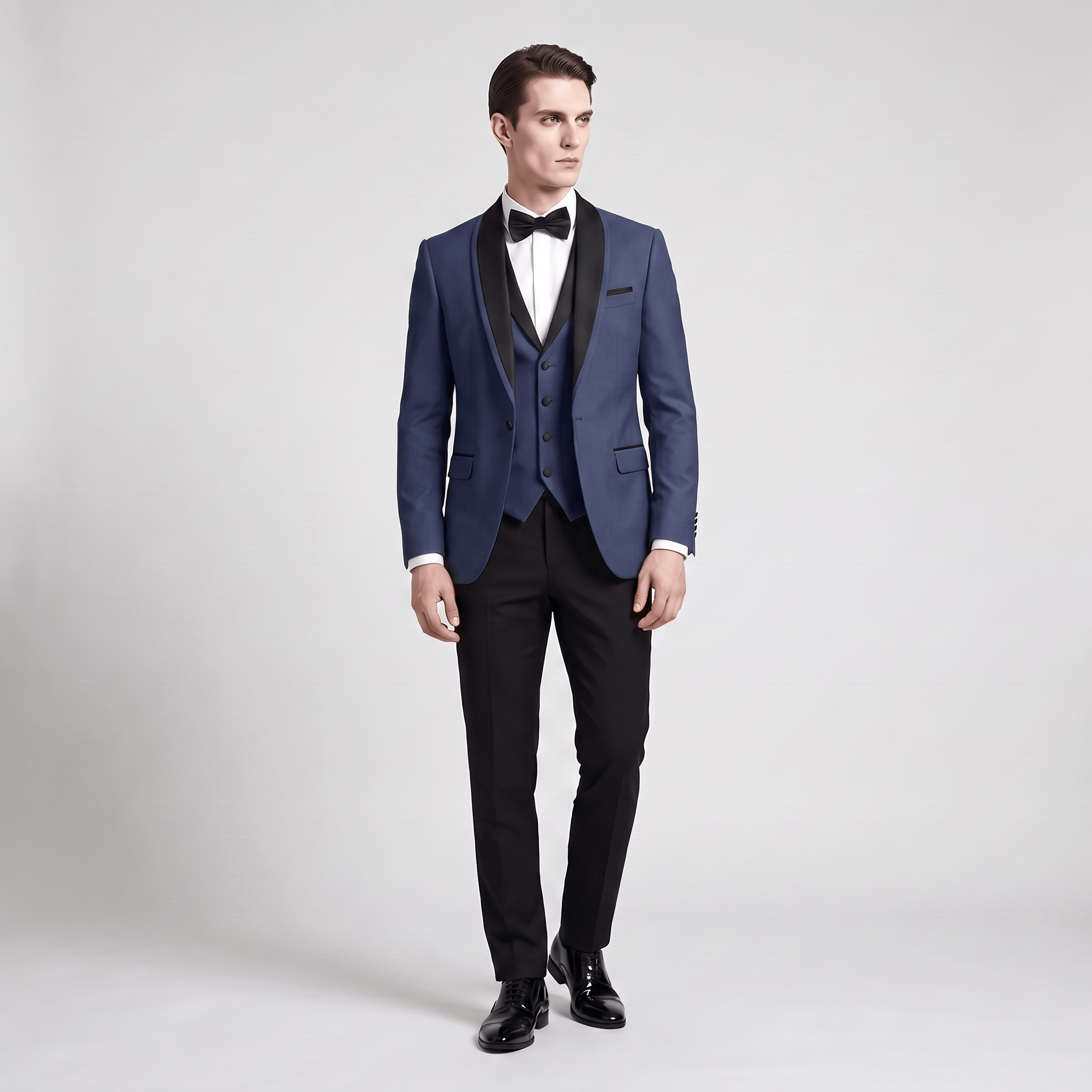 Aesido Aesido Formal 3 Pieces Mens Suit Flat Shawl Lapel Tuxedos (Blazer+vest+Pants)