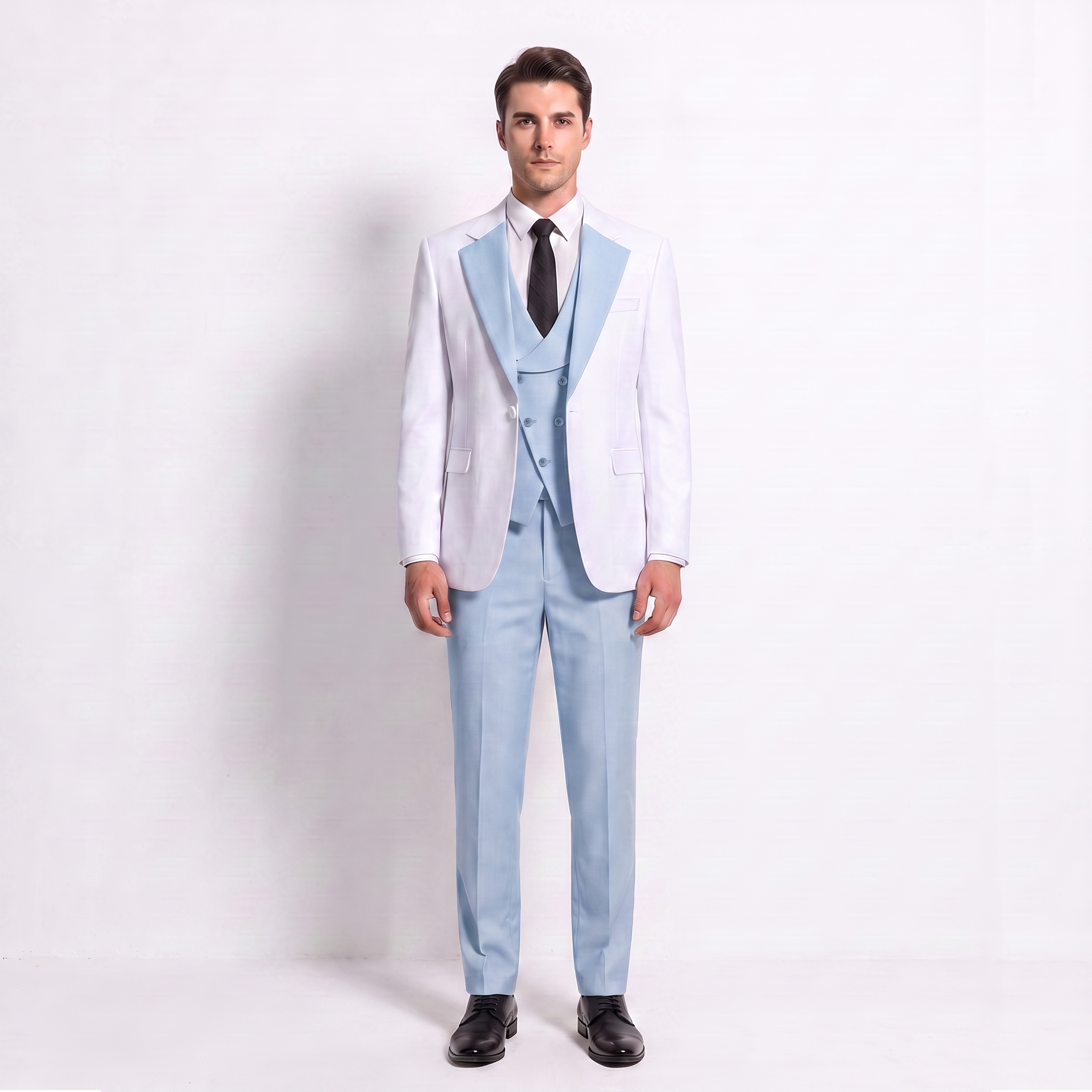 aesido Aesido Formal Men's Suits Slim Fit 3 Pieces Notch Lapel Tuxedos (Blazer+Vest+ Pant)