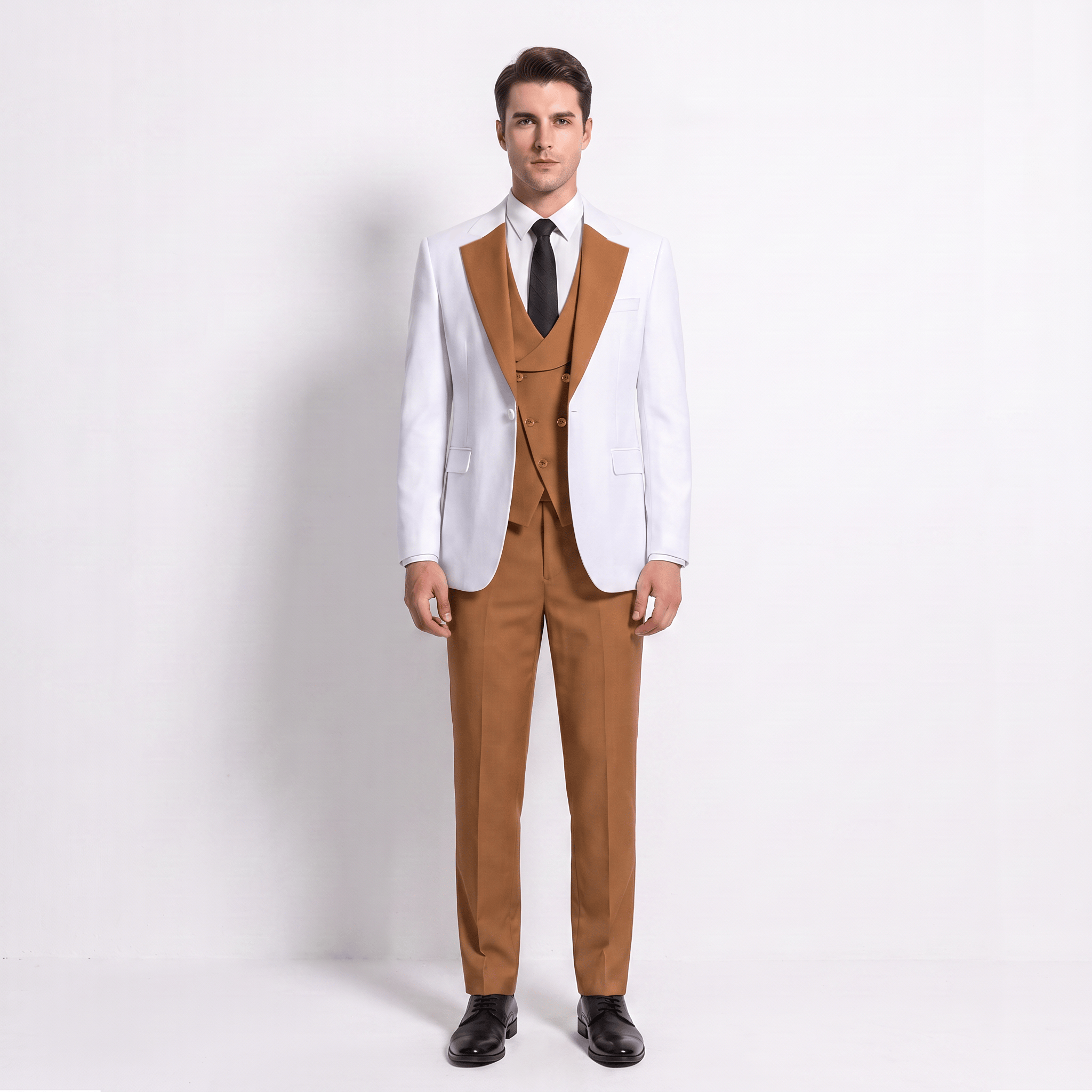 aesido Aesido Formal Men's Suits Slim Fit 3 Pieces Notch Lapel Tuxedos (Blazer+Vest+ Pant)