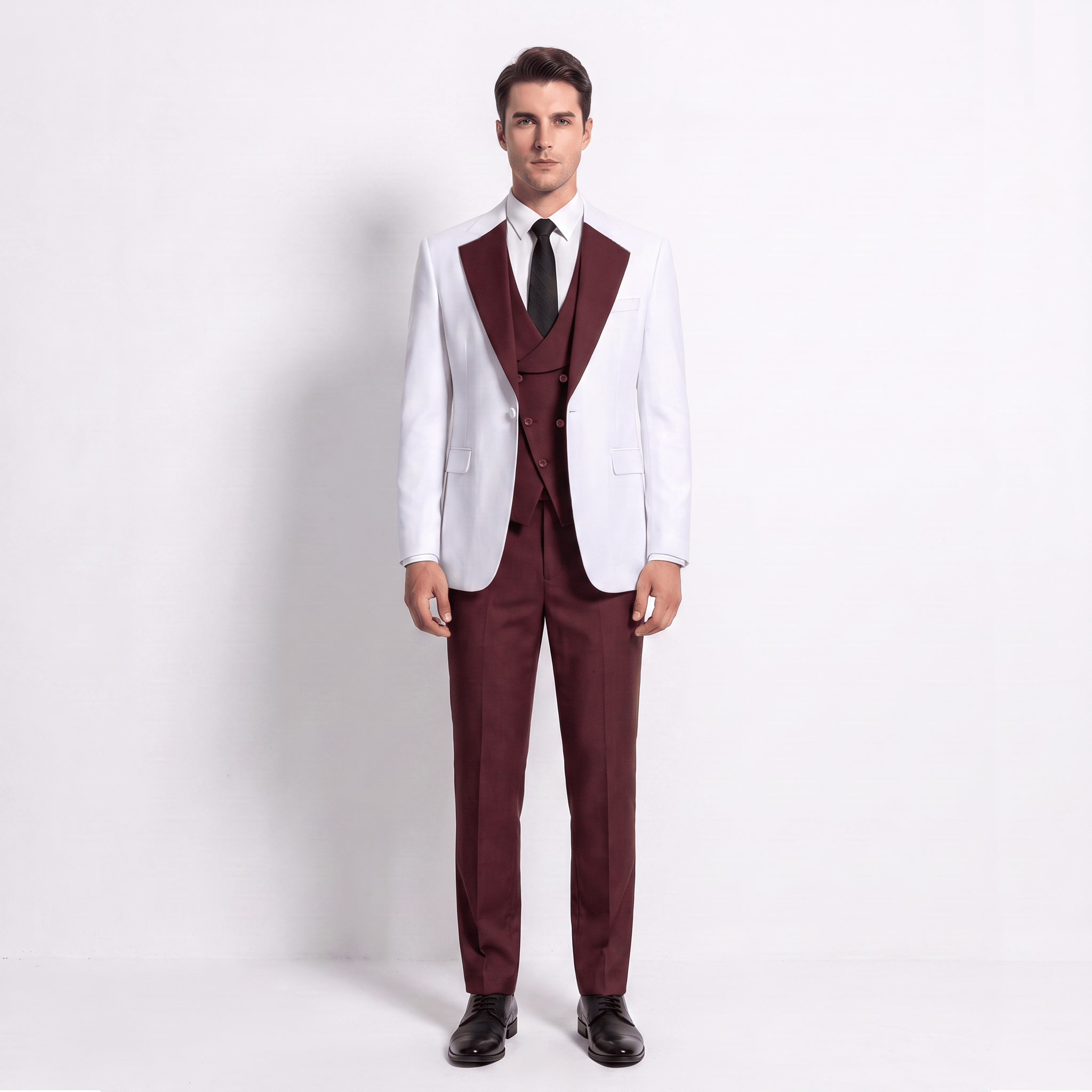 aesido Aesido Formal Men's Suits Slim Fit 3 Pieces Notch Lapel Tuxedos (Blazer+Vest+ Pant)