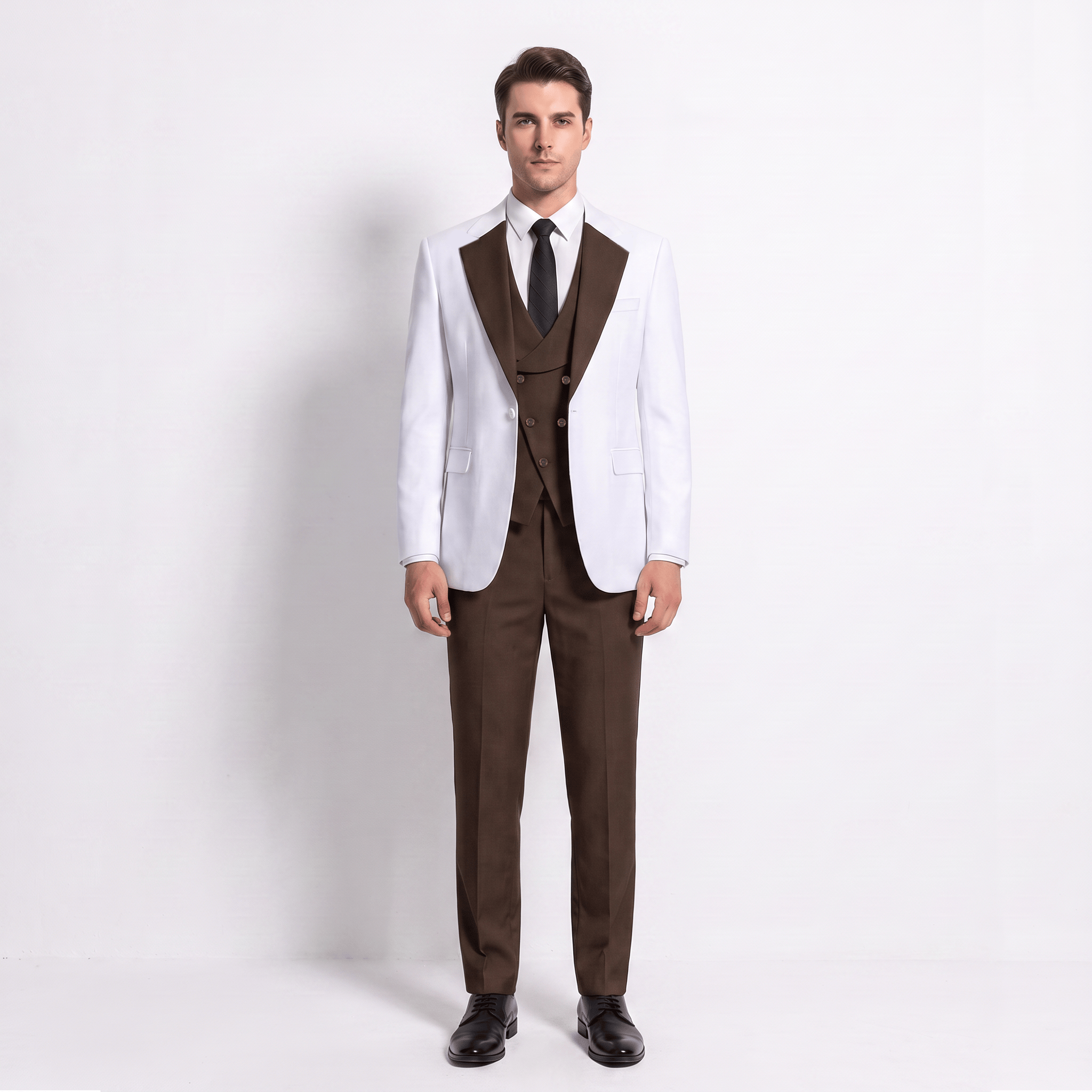 aesido Aesido Formal Men's Suits Slim Fit 3 Pieces Notch Lapel Tuxedos (Blazer+Vest+ Pant)