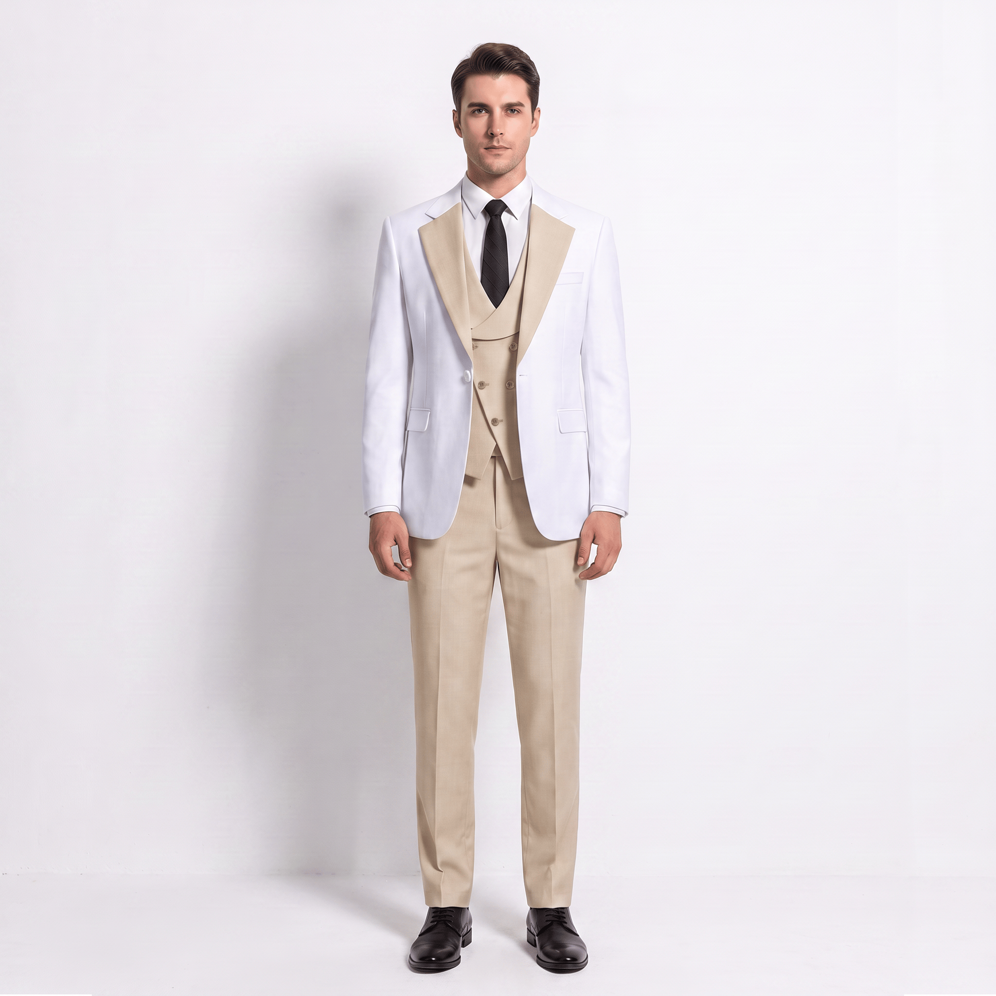 aesido Aesido Formal Men's Suits Slim Fit 3 Pieces Notch Lapel Tuxedos (Blazer+Vest+ Pant)