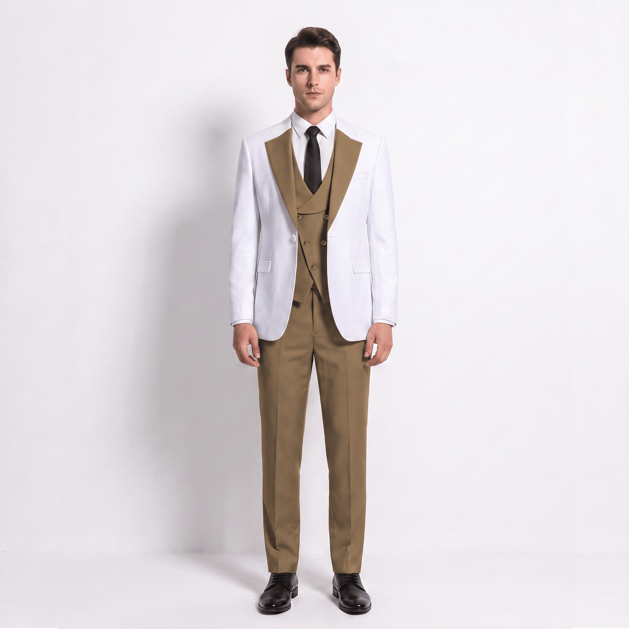 aesido Aesido Formal Men's Suits Slim Fit 3 Pieces Notch Lapel Tuxedos (Blazer+Vest+ Pant)