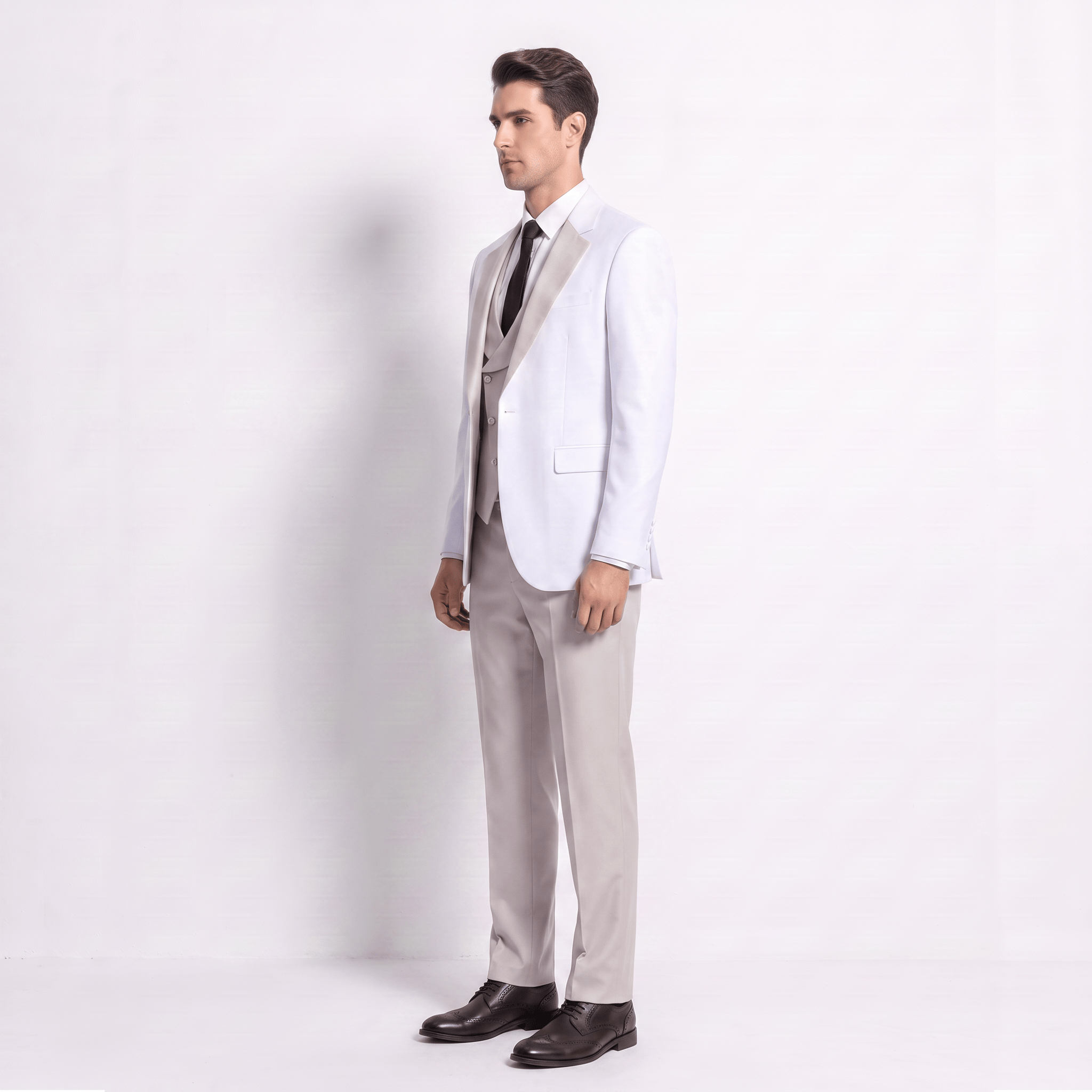 aesido Aesido Formal Men's Suits Slim Fit 3 Pieces Notch Lapel Tuxedos (Blazer+Vest+ Pant)
