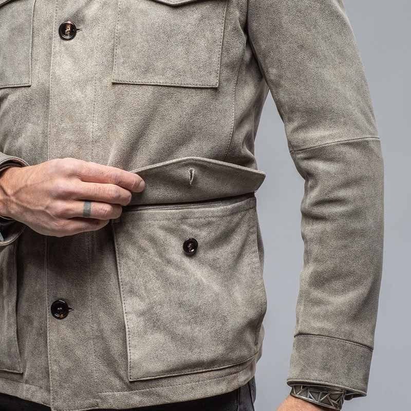aesido Aesido Grey Men’s Multi-Pocket Long Sleeve Casual Jacket with Turn-Down Collar