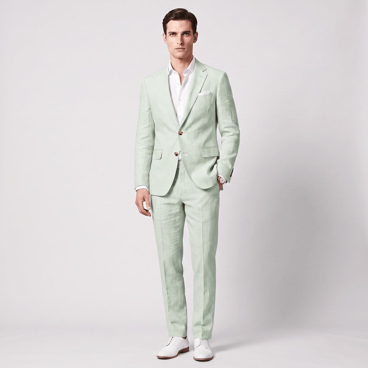 aesido Aesido Men's 2 Pieces Linen Notch Lapel Men’s Suits (Blazer + Pants)