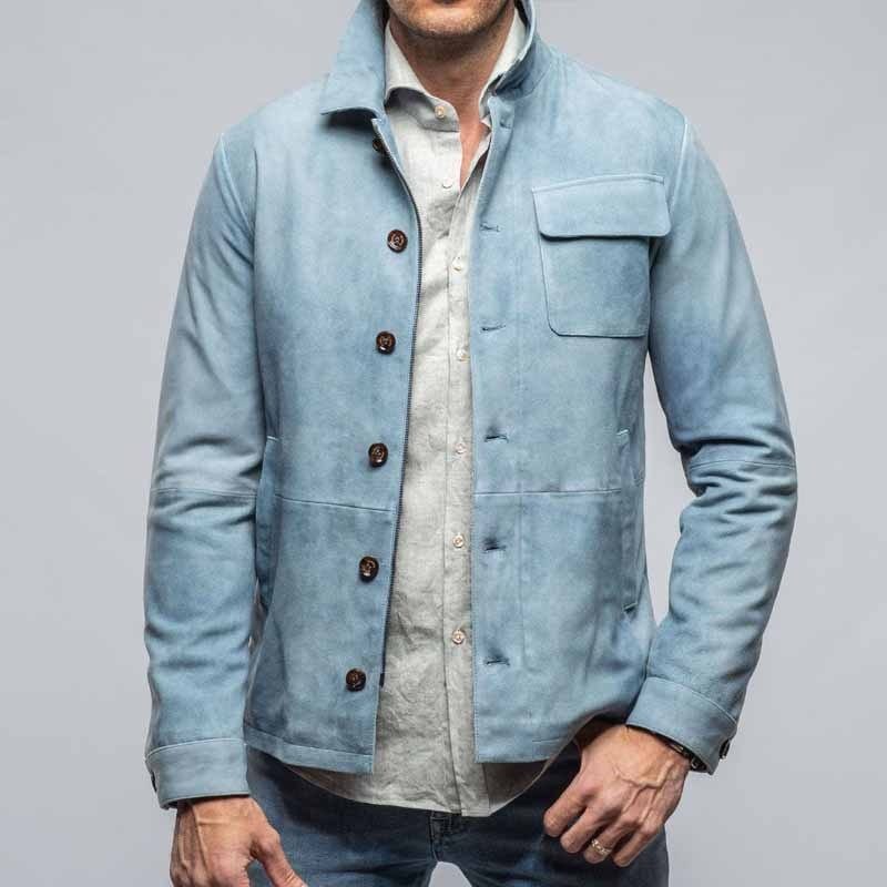 aesido Aesido Men’s Blue Slim Fit Casual Jacket with Turn-Down Collar