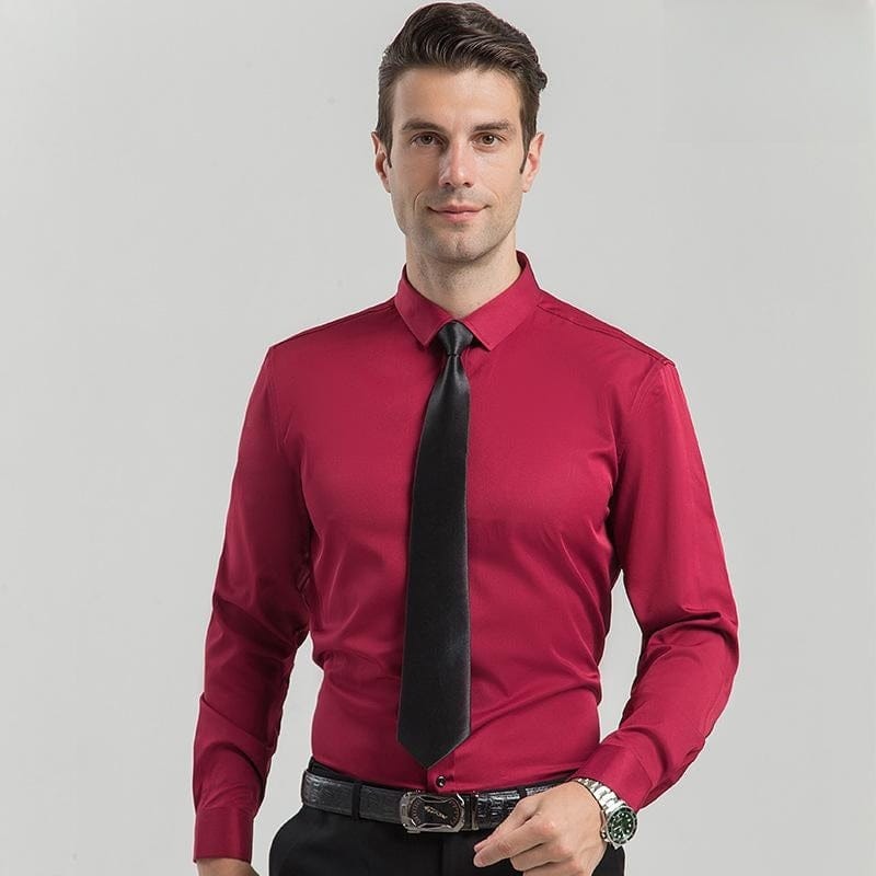 mens red dress shirt slim fit Men's Slim Fit Solid Color Dress Shirt (Red), Red / 2X-Large/18-18.5 Neck/36-37 Sleeve